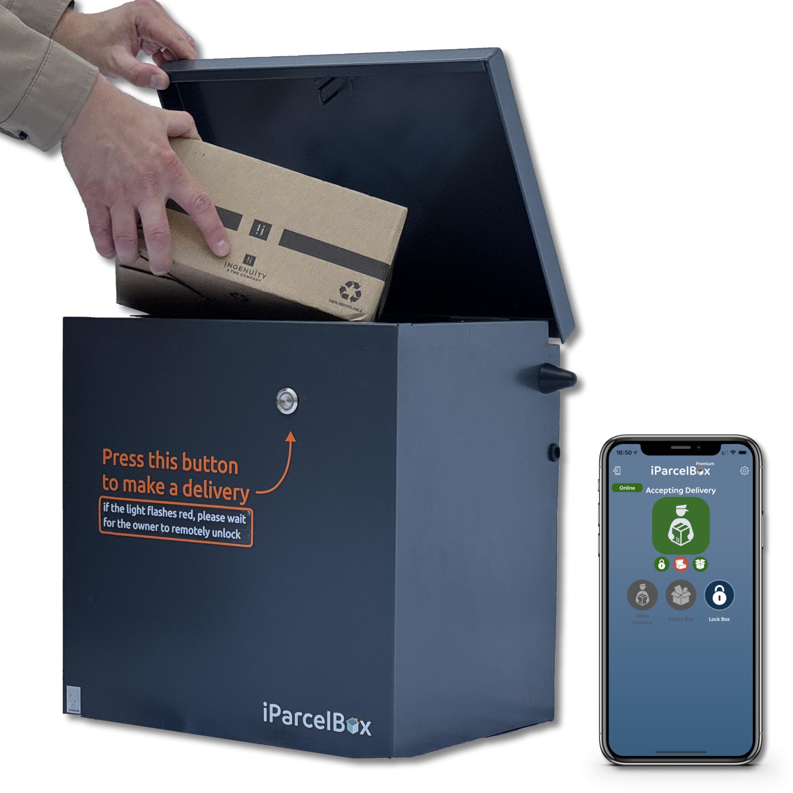iParcelBox Medium - Secure Smart Parcel Delivery Box | Mains Powered | Weatherproof, App-Controlled, Large Capacity, Ideal for Home Deliveries