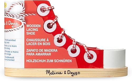 Miniatura 3 de Zapatillas de madera con cordones de lujo Melissa  Doug Estándar talla única  Rojo