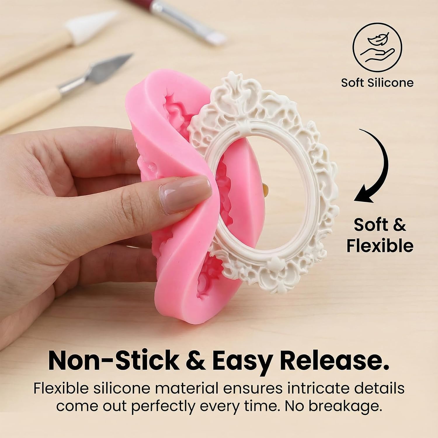 Jeffdad 2 PCS Photo Frame Silicone Molds, Photo Frame Fondant Molds
