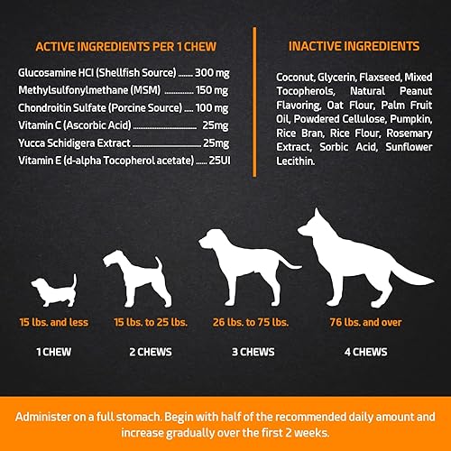 Miniatura 7 de POINTPET Glucosamina para perros  Suplemento para cadera y articulaciones con sabor a mantequilla de maní y calabaza  Masticables suaves para la