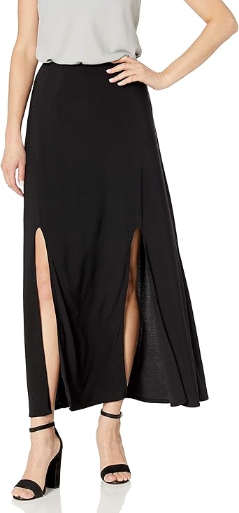 Black double slit skirt Clearance