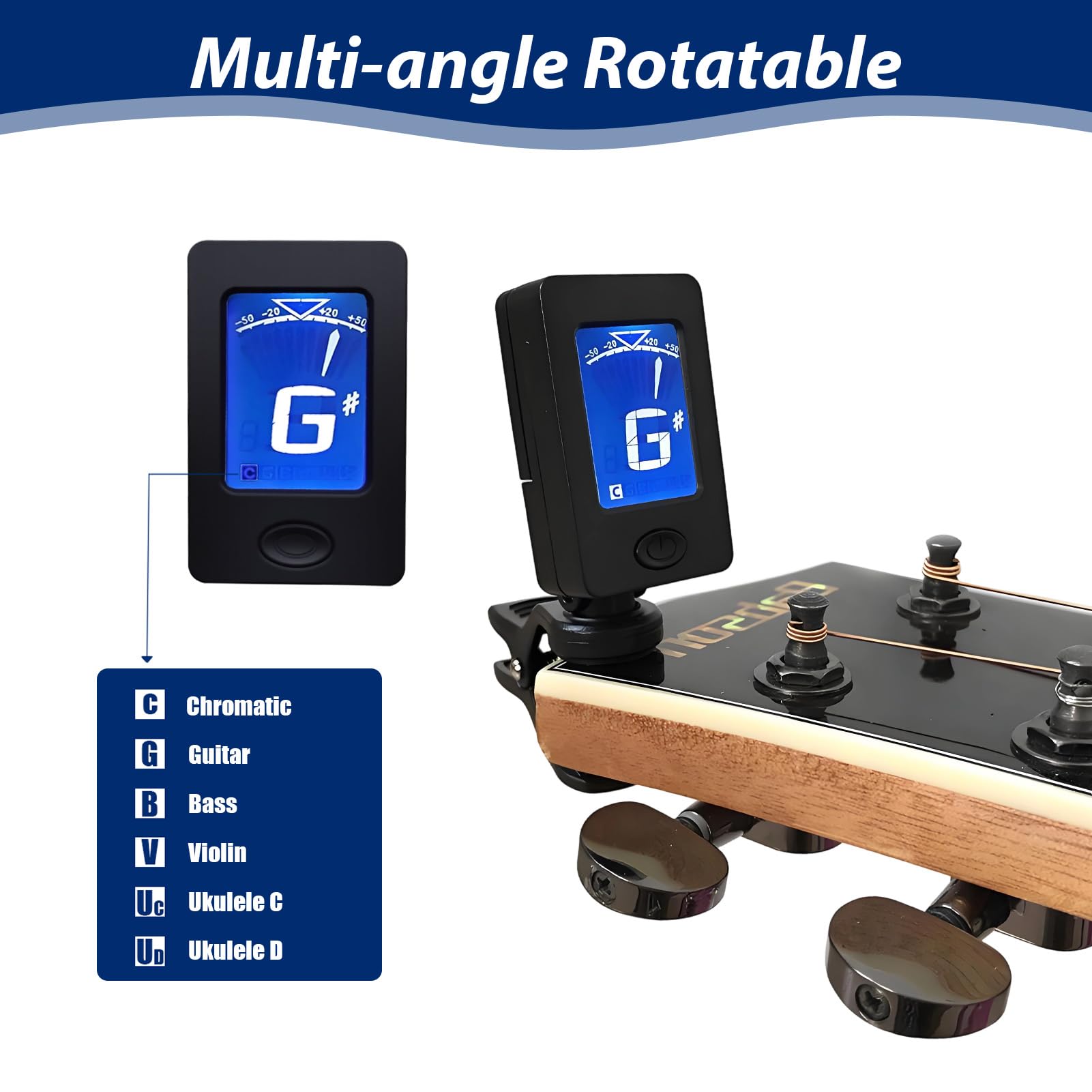 Lotnery Guitar Tuner and Guitar Capo Set including 6 Celluloid Picks (0.46mm), Clip-On Digital Tuner - Image 4
