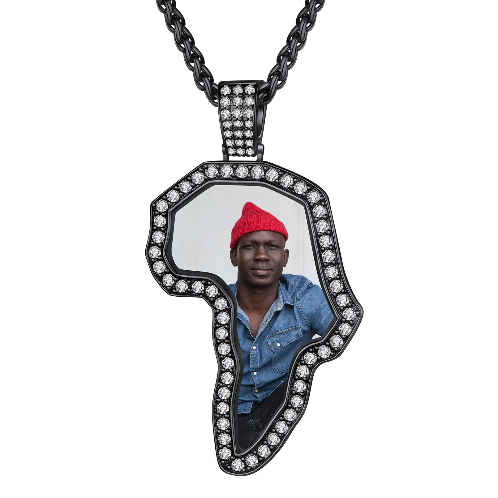 Custom4U Picture Necklace Personalized Photo Circle Chain for Men Women