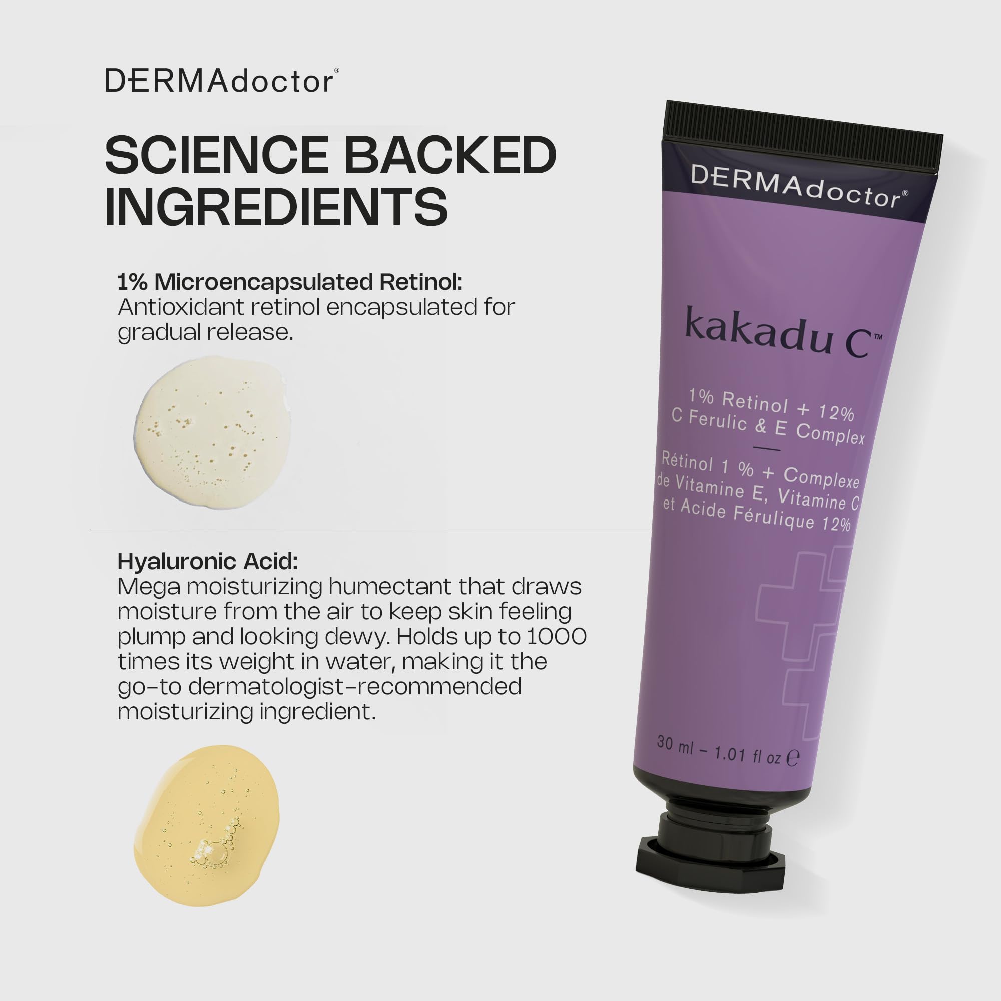 DERMAdoctor Kakadu C 1% retinol + 12% C Ferulic & E Complex krem przeciwstarzeniowy, 1,01 fl oz
