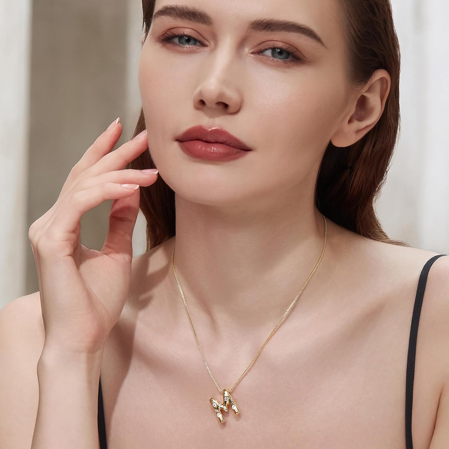 Cicy Bell Initial Necklace for Women 14k Gold Plated Cubic Zirconia Trendy Personalized Dainty Letter Pendant Necklace Gifts - Image 4