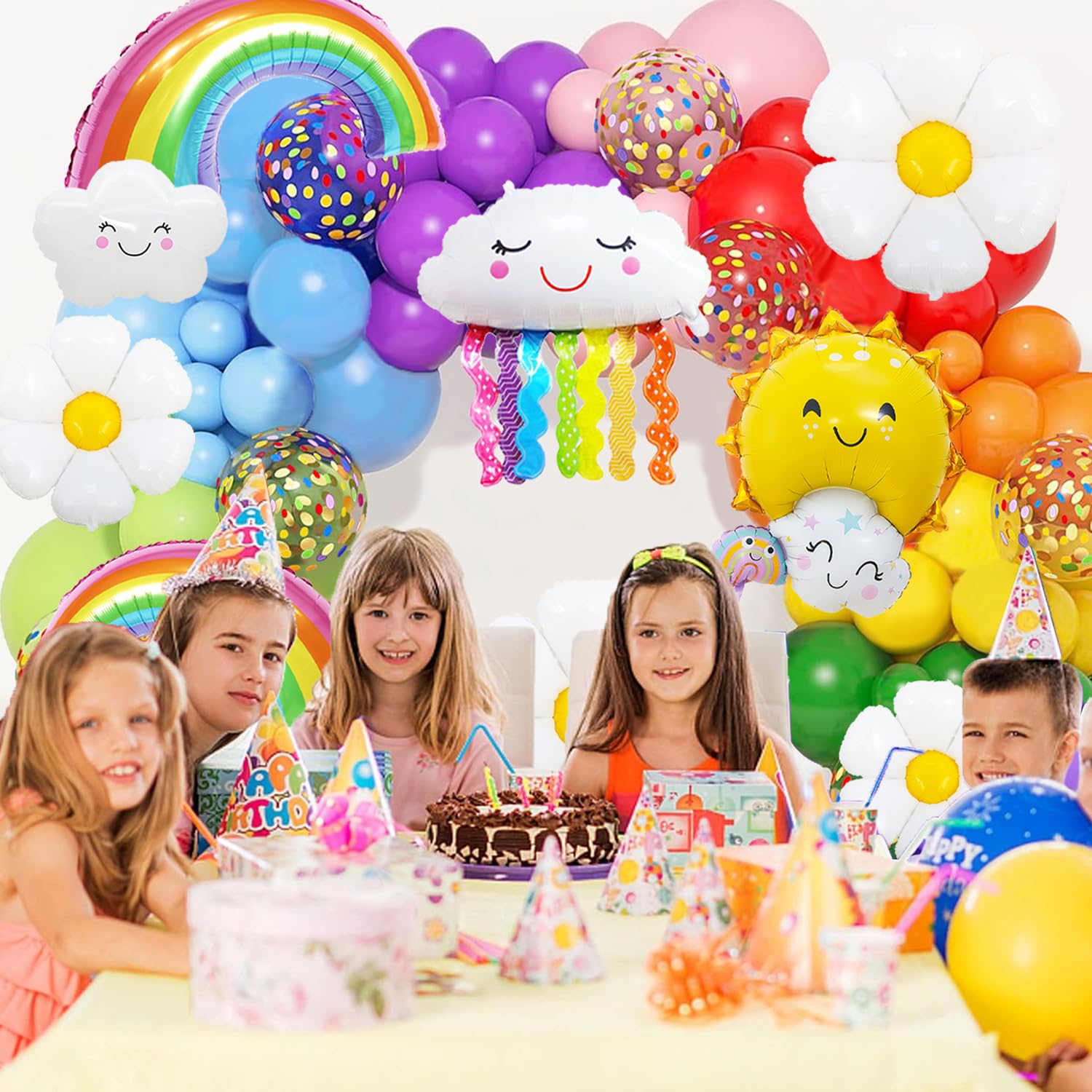 Teselife 143 Pezzi Kit Arco Palloncini Arcobaleno, Kit Ghirlanda Palloncini in Lattice Colori Assortiti Genere Multicolor per Compleanno Baby Shower