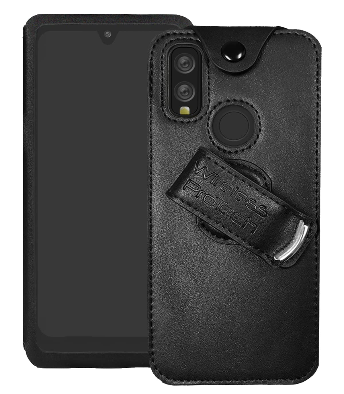 Wireless ProTech Case Compatible with Kyocera DuraSport 5G C6930. Leather Fitted Frame Case with Rotating Belt Clip