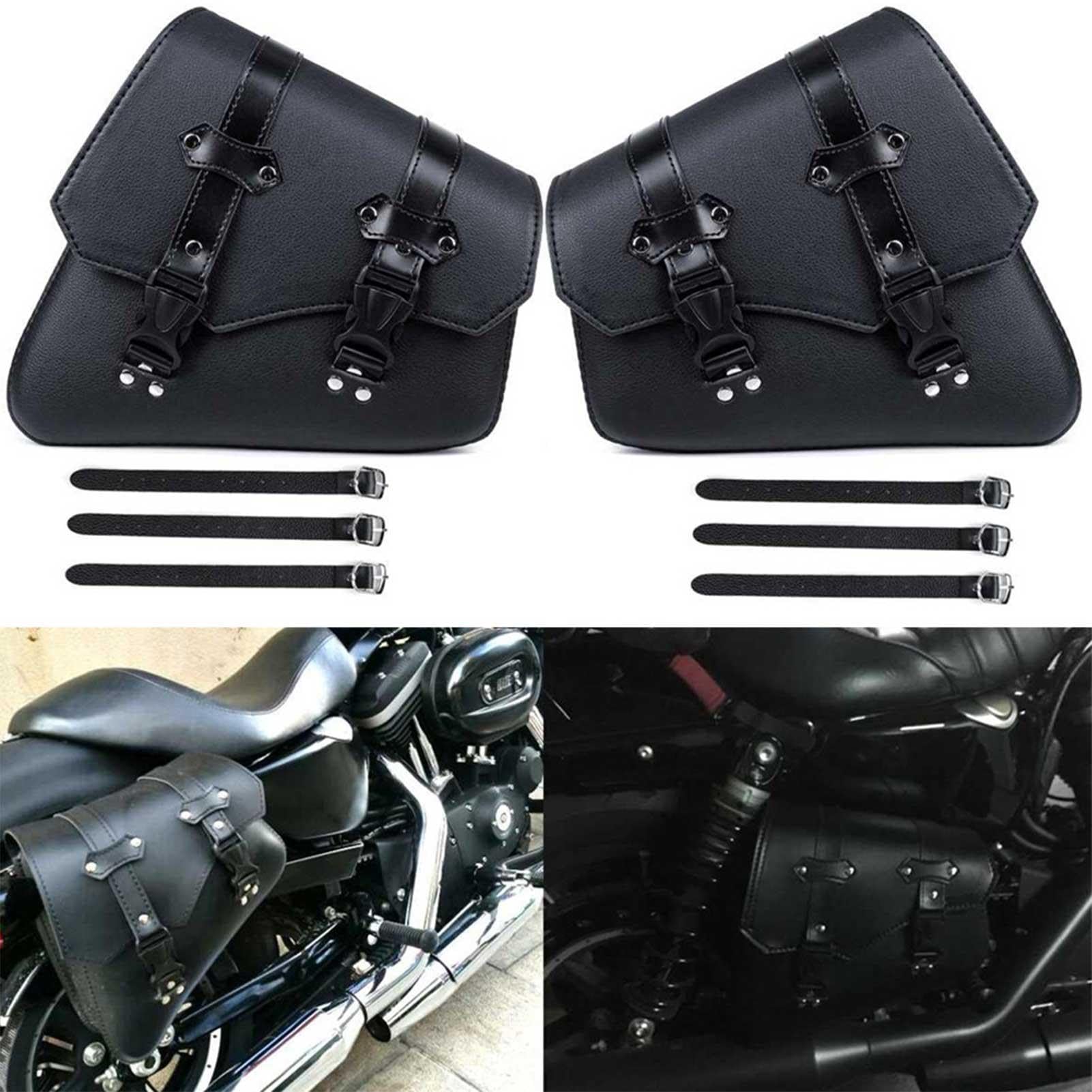 Lot de 2 sacoches de selle vintage pour moto, poches latérales triangulaires, capacité, bagages, sac de rangement pour outils, sacoche arrière de guidon