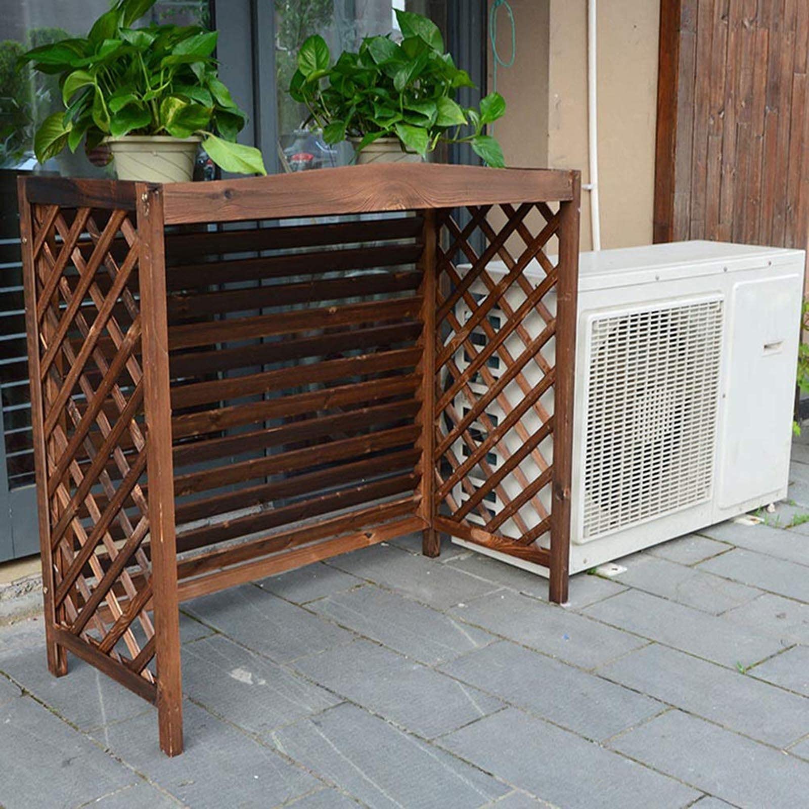 Support de fleurs en bois la climatisation extérieure 95 cm de largeur