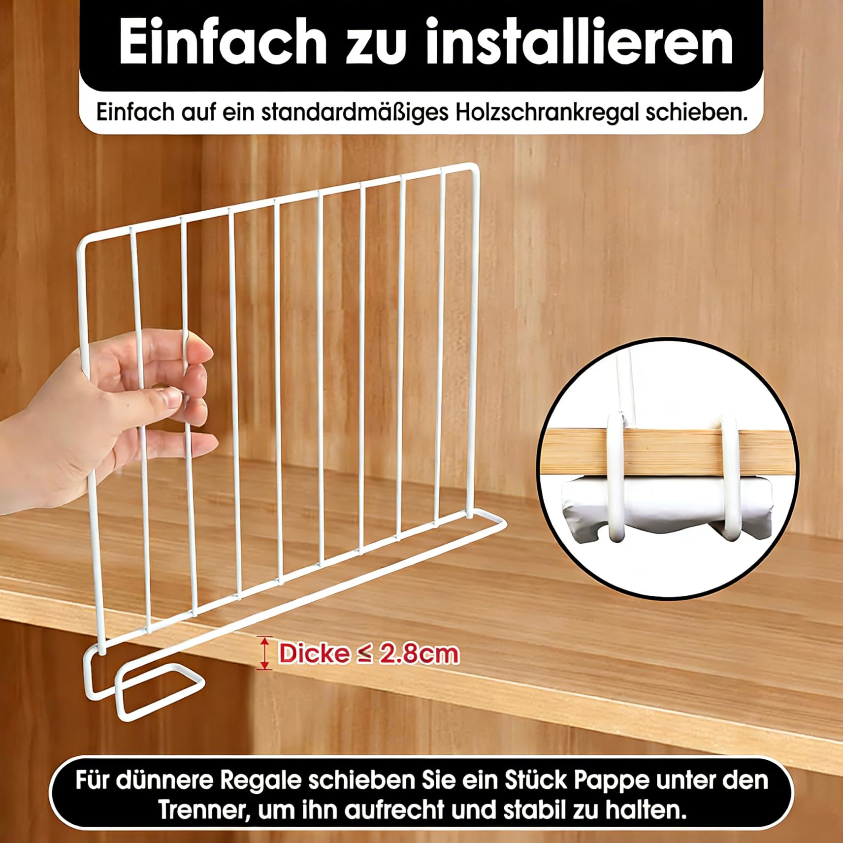 Regaltrenner kleiderschrank 4er Set, Schrank Organizer für Kleiderschrank & Küchenschrank, Metall Regalteiler, Regal Organizer, Aufbewahrungshelfer für Pullover, Handtaschen, Bücher & Kleidung