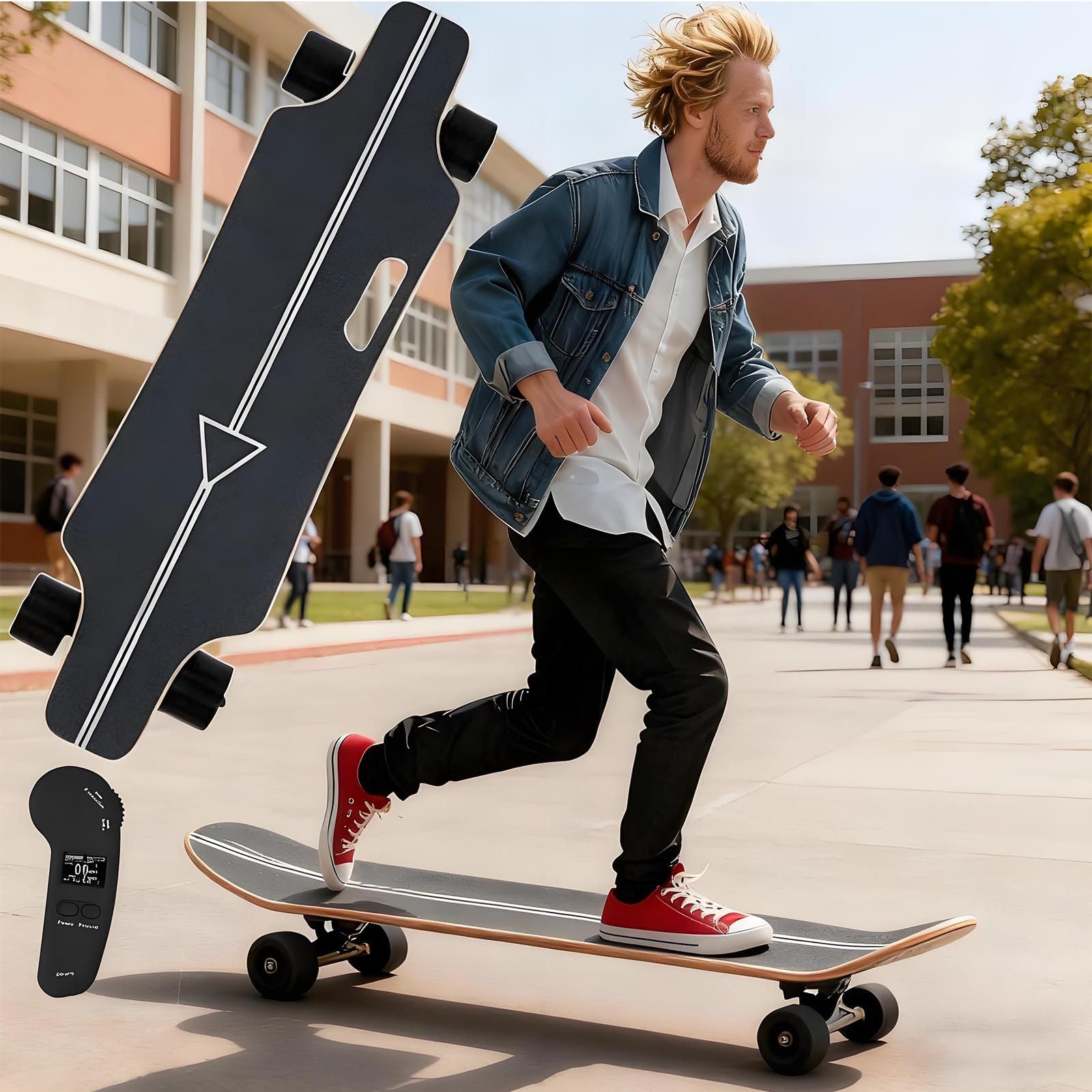 Planche à roulettes électrique Longboard pour Adultes 2026 Autonomie 30 Km Vitesse Maximale 25 Km/H
