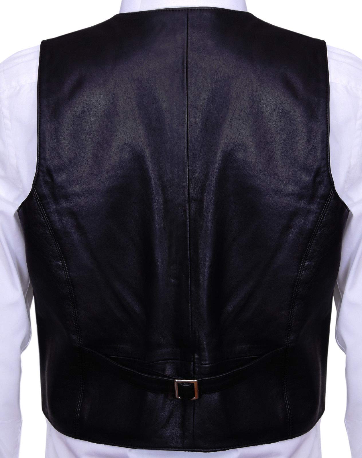 Gli Uomini Liscia Capra Scamosciata Smart in Pelle Nero Gilet