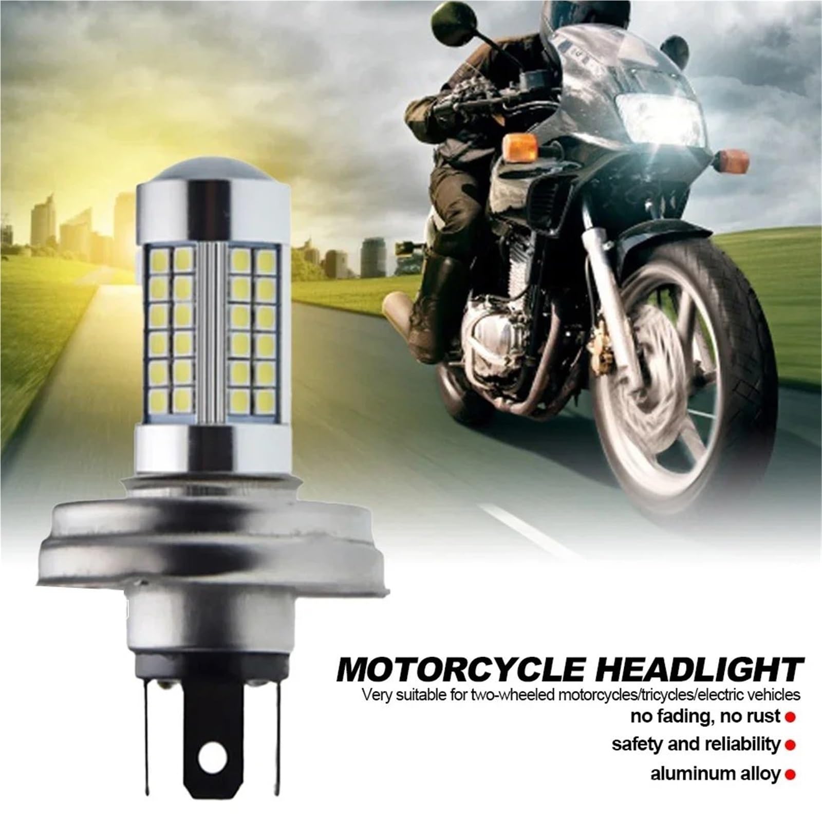 Phare Avant Phare Moto Phare LED pour Voiture, Tracteur, Scooter, Moto, DC 6V 10-30V 12V 24V, P45T R2 3030SMD, Ampoule 1000LM 6000K
