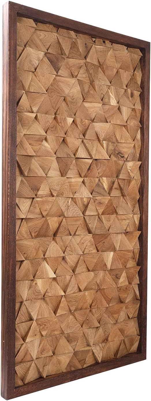 CONSDAN Wood Wall Decor | USA Grown Hardwood, Rustic Wooden Wall Art, Home Decorations for Living Room and Bedroom Aesthetic, Framed and Ready to Hang, Triangle, 36" x 18"