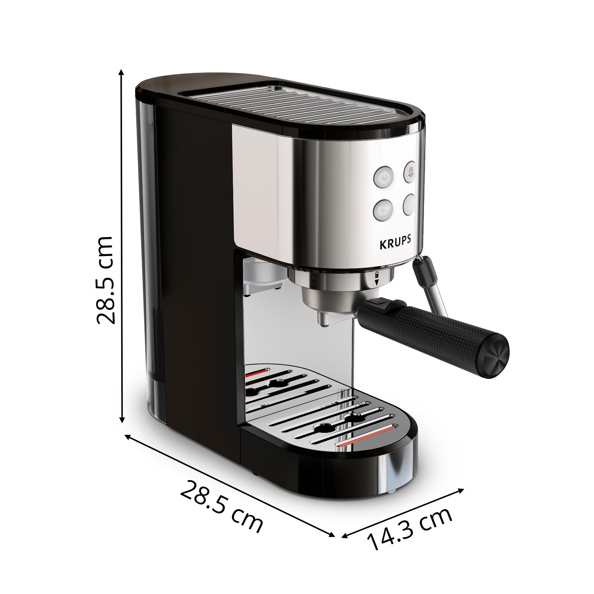KRUPS Machine expresso manuelle, design compact, espresso et cappuccino, 15bars, buse vapeur, Virtuoso Essential, XP441810, Silver