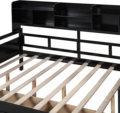 Miniatura 14 de Merax Sofá cama multifuncional de madera con cajones Sofá cama de almacenamiento con cabecero/ahorro de espacio/no necesita somier blanco