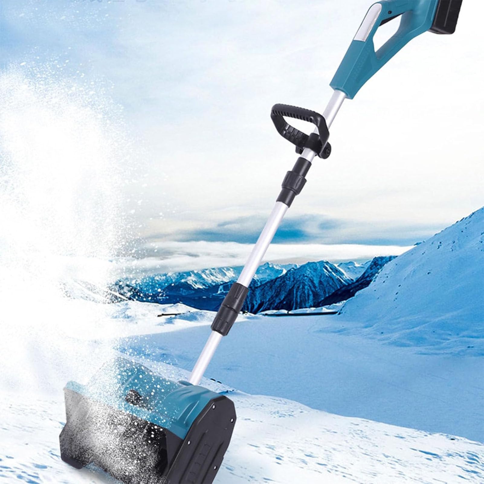 Pala da neve elettrica, senza fili e ricaricabile, con piastra direzionale e manico frontale regolabile, 30 minuti di funzionamento continuo, batteria inclusa