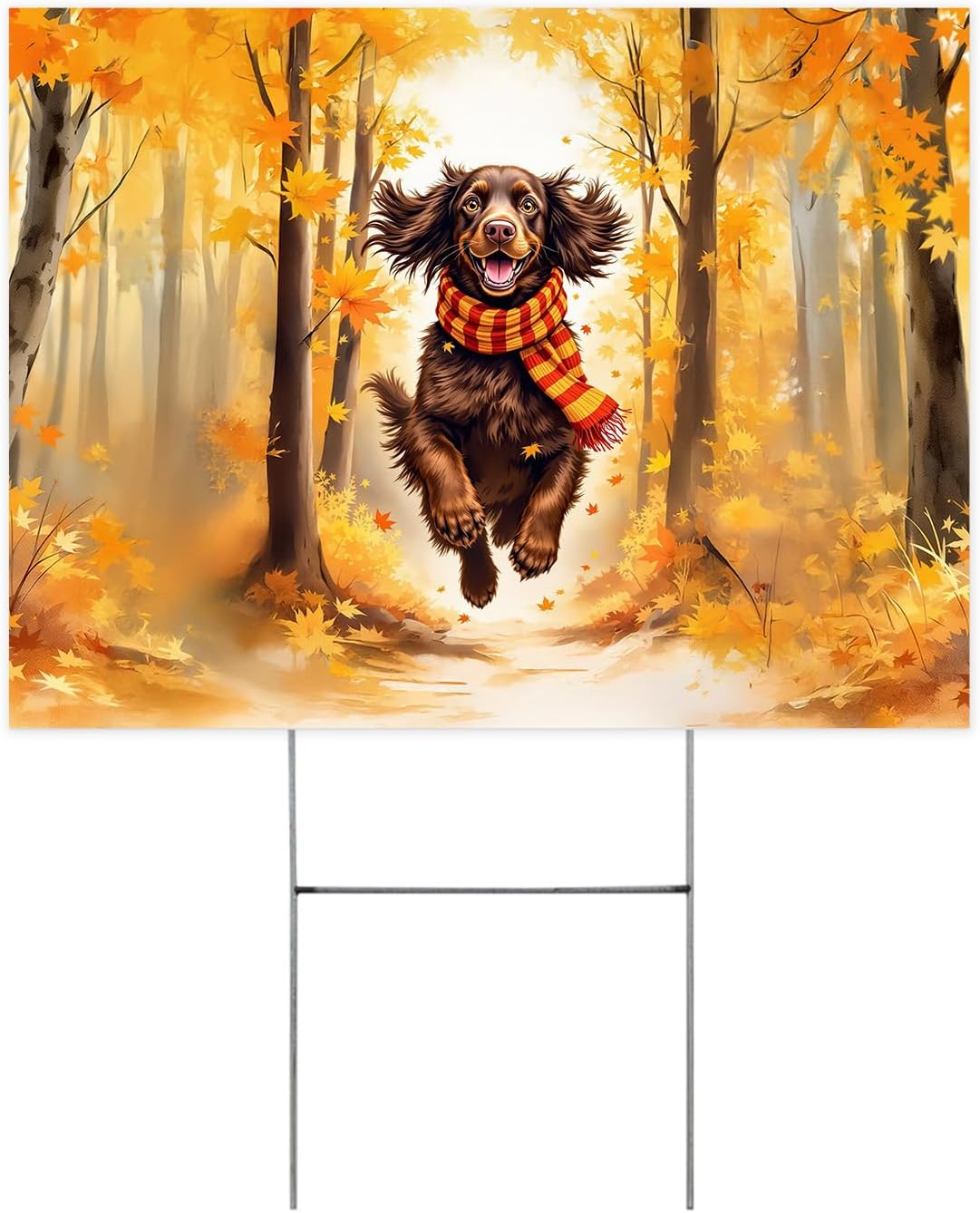 Welcome Fall German Shorthaired Pointer Strolling Through the Autumn Maple Forest House Flag 28x40in Double Sided GSP Lover Dog Gift Outdoor Decor 12012