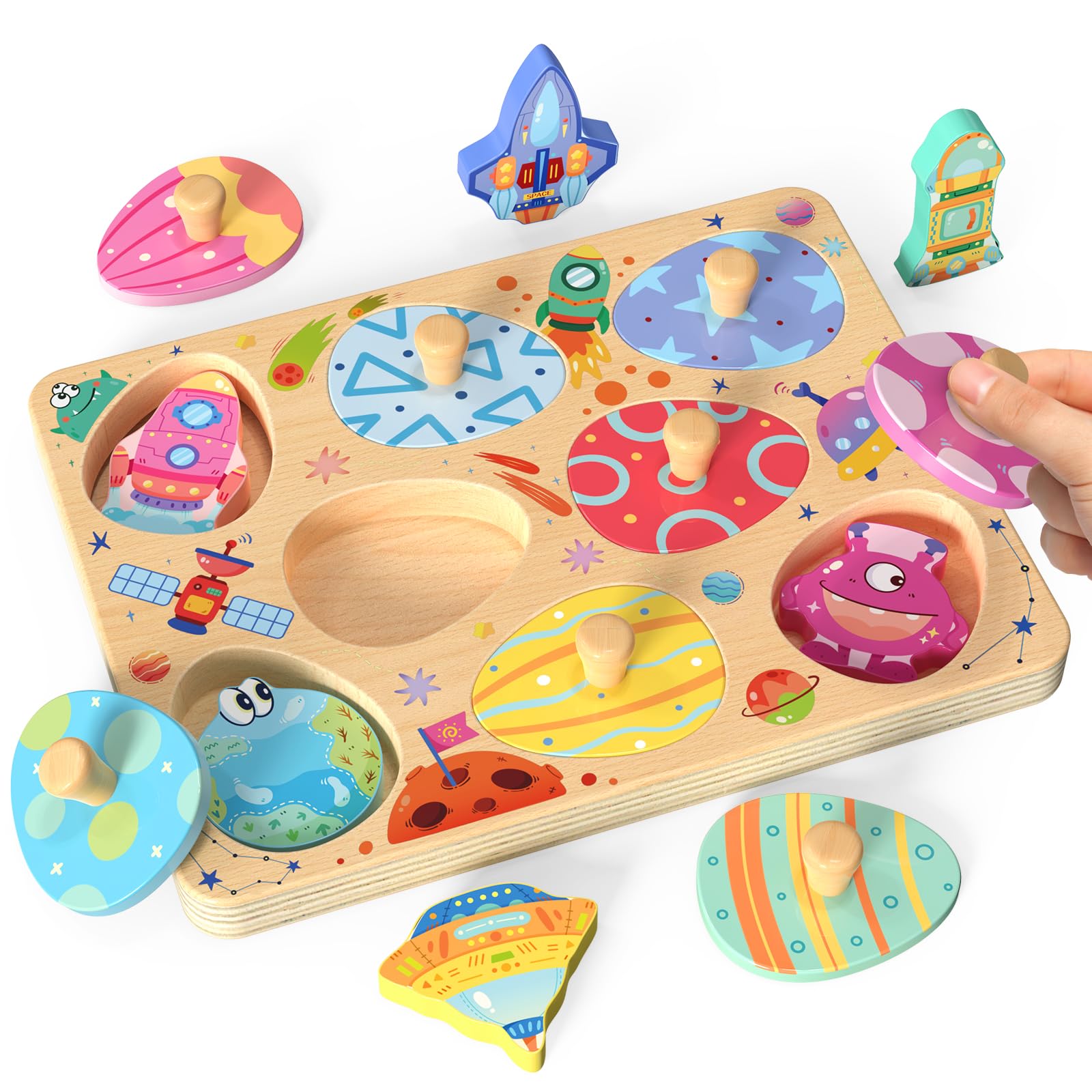 Dinosaur Puzzles for Toddlers - Wooden Matching Eggs -9