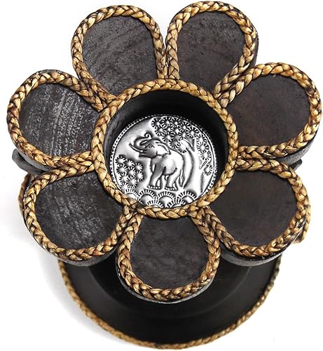 Miniatura 3 de AeraVida Elefantes decorativos flor árbol de lluvia titular de vela de madera centrepiece, sostenedor de vela de madera, sostenedor decorativo de la