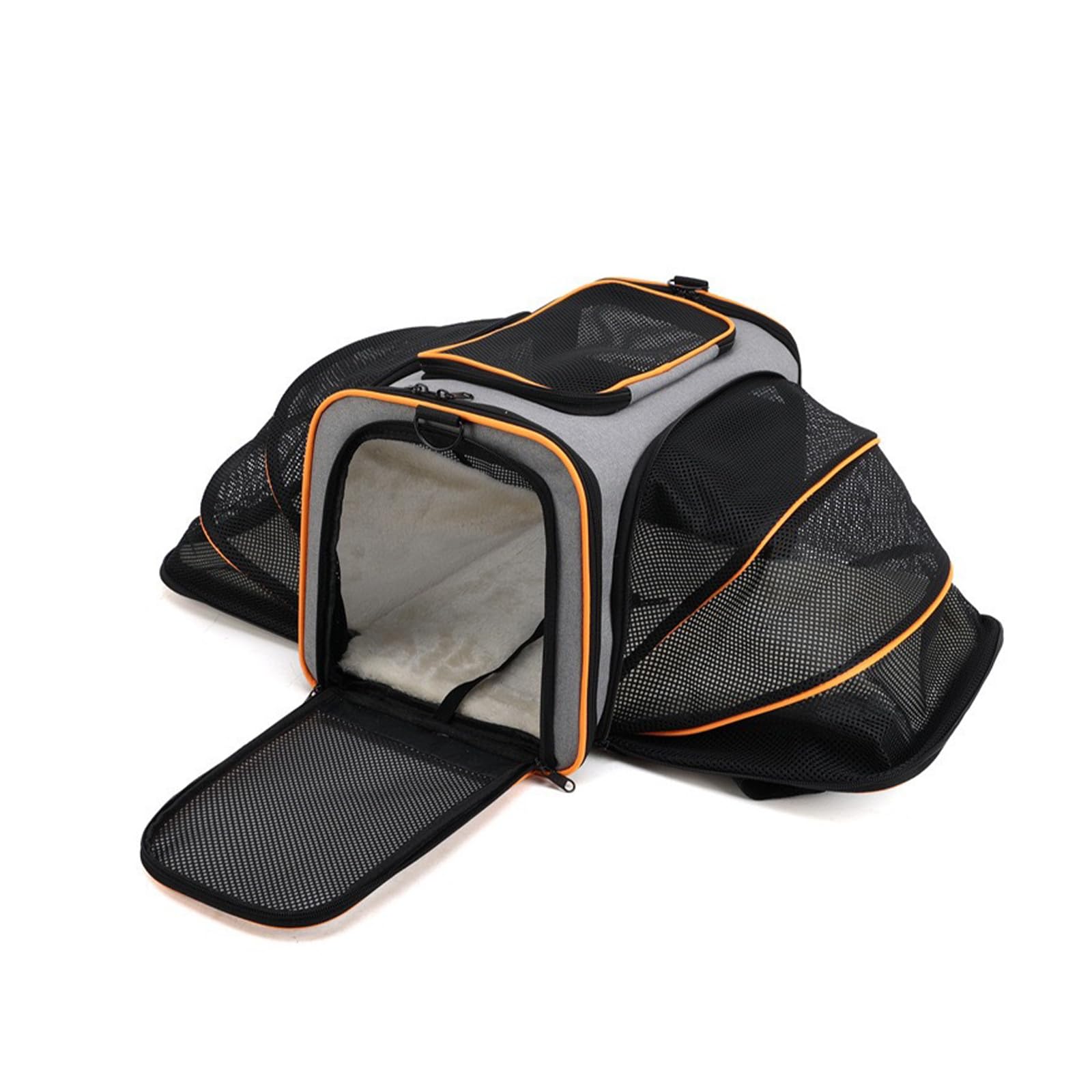 PETCUTE Transportín Gato Perro Extensible, Bolsa de Transportar Mascotas, Aprobado por aerolínea,Plegable Transportín Perro Pequeño con Colchón Suave y Hebilla de Seguridad,para Coche, Avión, Viaje