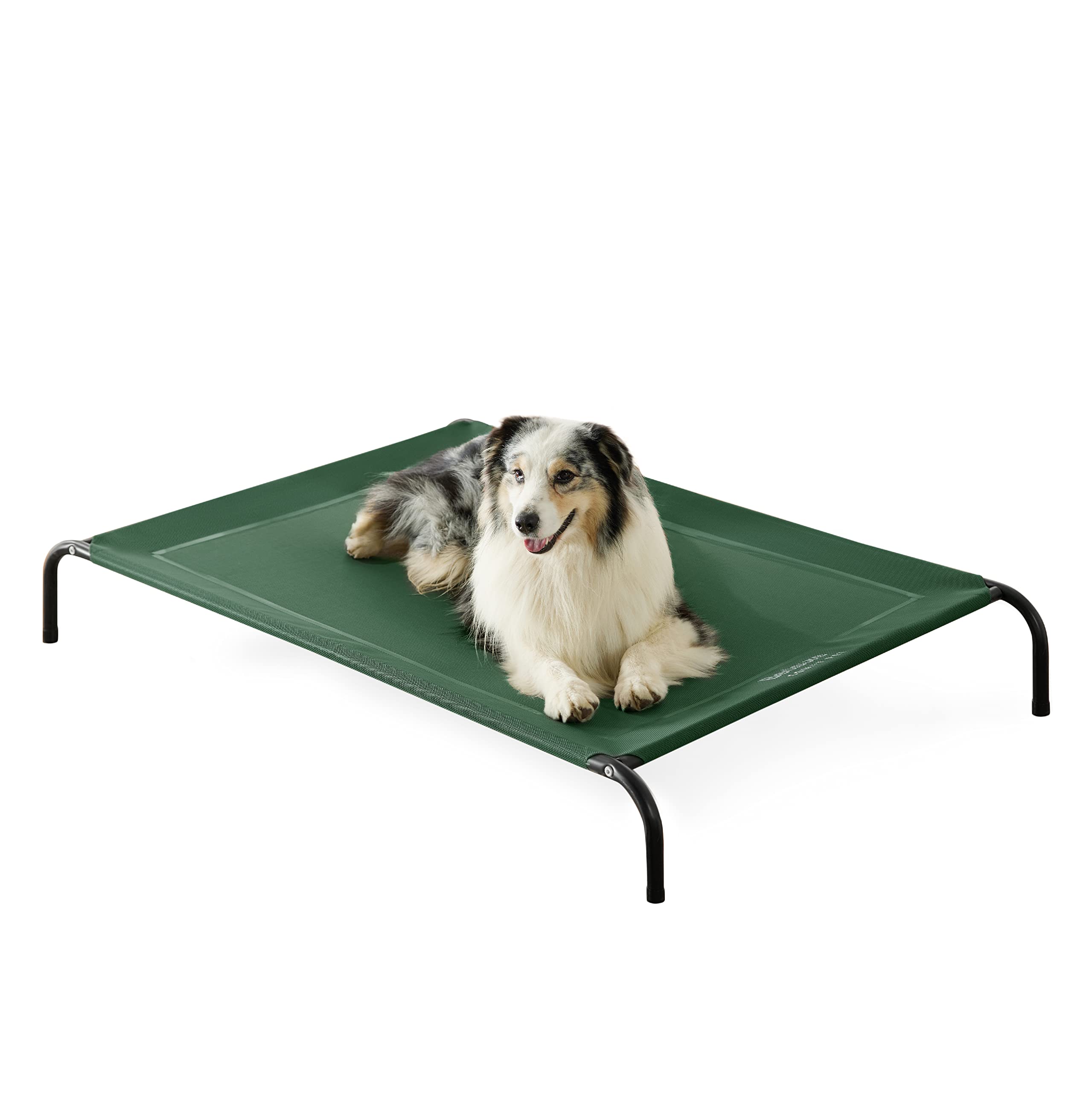 BedsureLarge Elevated Cooling Outdoor Dog Bed - Raised Dog Cots Beds for Large Dogs, Portable Indoor & Outdoor Pet Hammock Bed with Skid-Resistant Feet, Frame with Breathable Mesh, Green, 49 inches