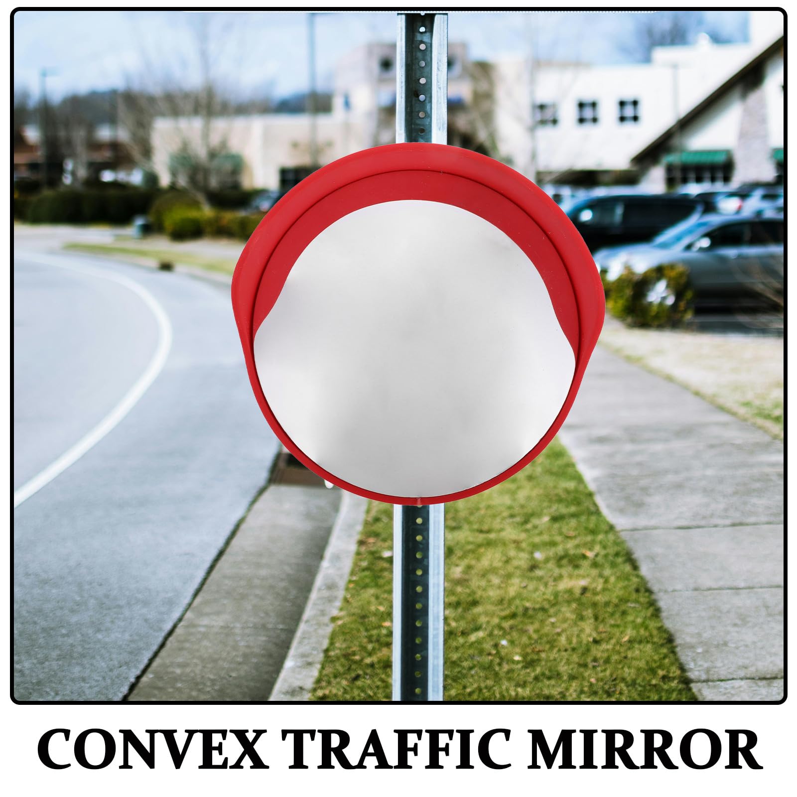 Miroir Convexe Extérieur Rond pour Circulation et Garages, Vue Grand Angle Design Antieffraction en Tôle Galvanisée et Pcb, pour Angles de Rue