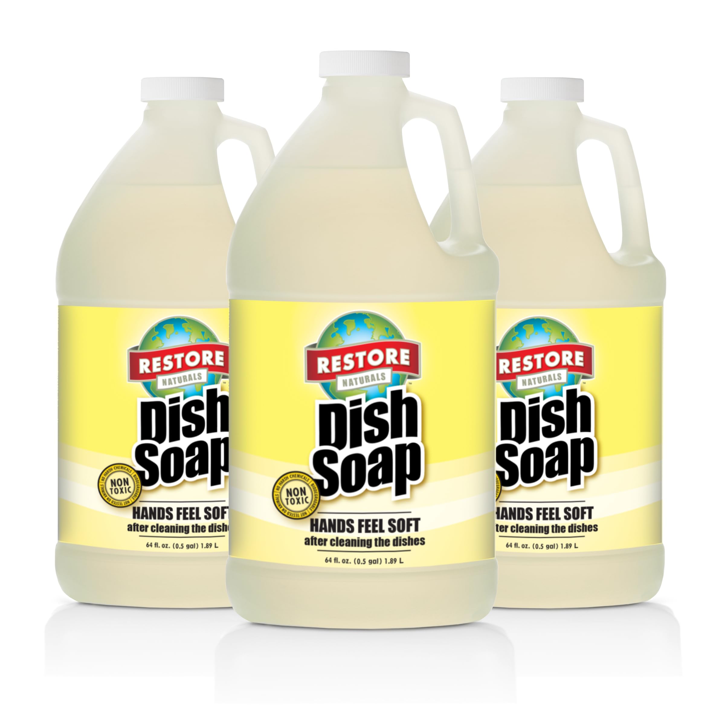Restore Naturals Non Toxic Liquid Dish Soap - 64 Fl Oz - Plant Based Biodegradable Gentle Formula Cruelty