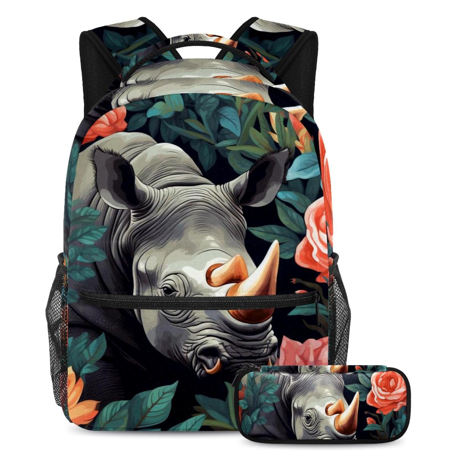 Sac à dos motif rhinocéros fleurs pour ne plus manquer de place - 7