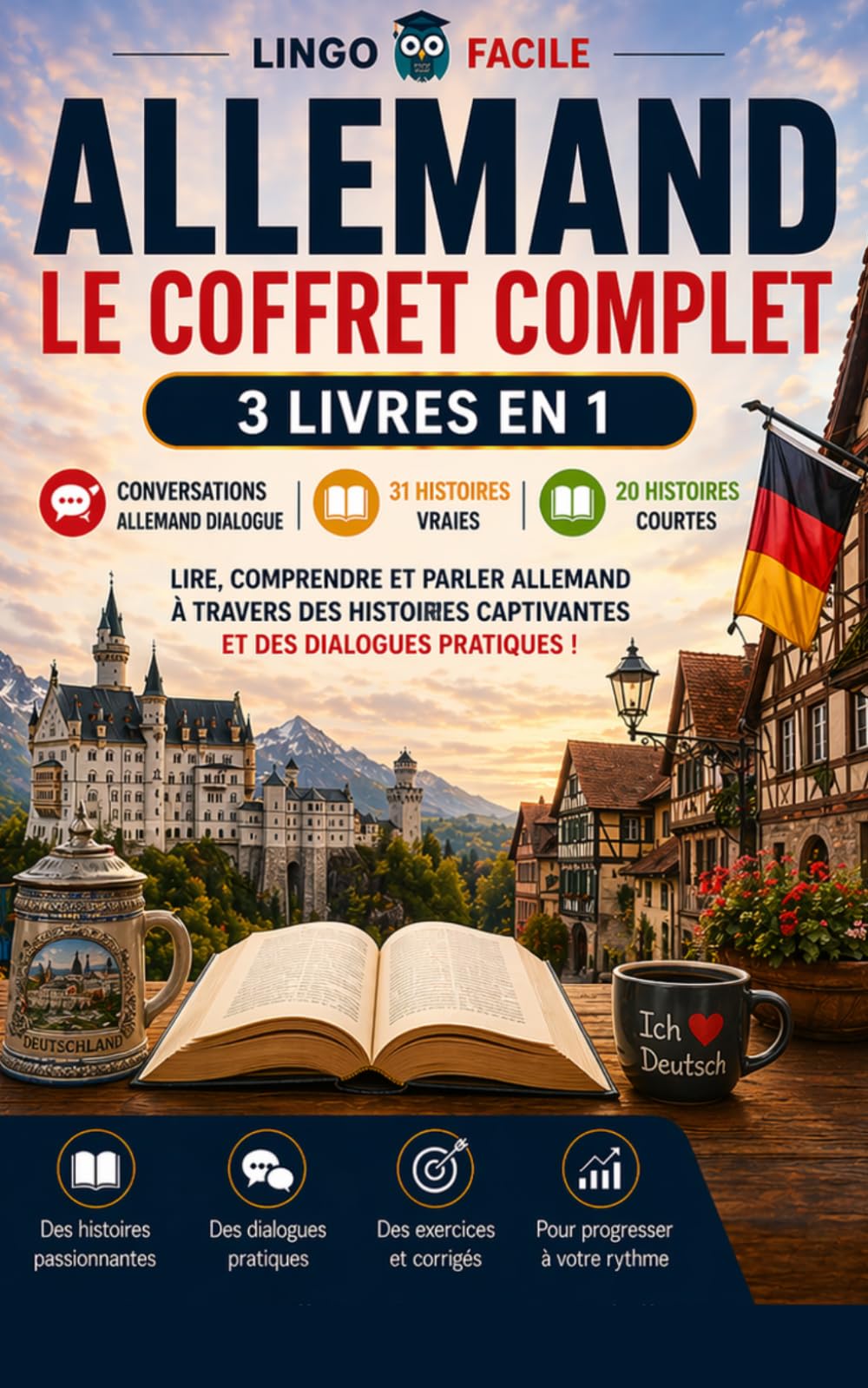 ALLEMAND LE COFFRET COMPLET 3 livres en 1: lire, comprendre et parler allemand a travers des histoires captivantes et des dialogues pratiques (Un Voyage Linguistique avec Lingo Facile !)