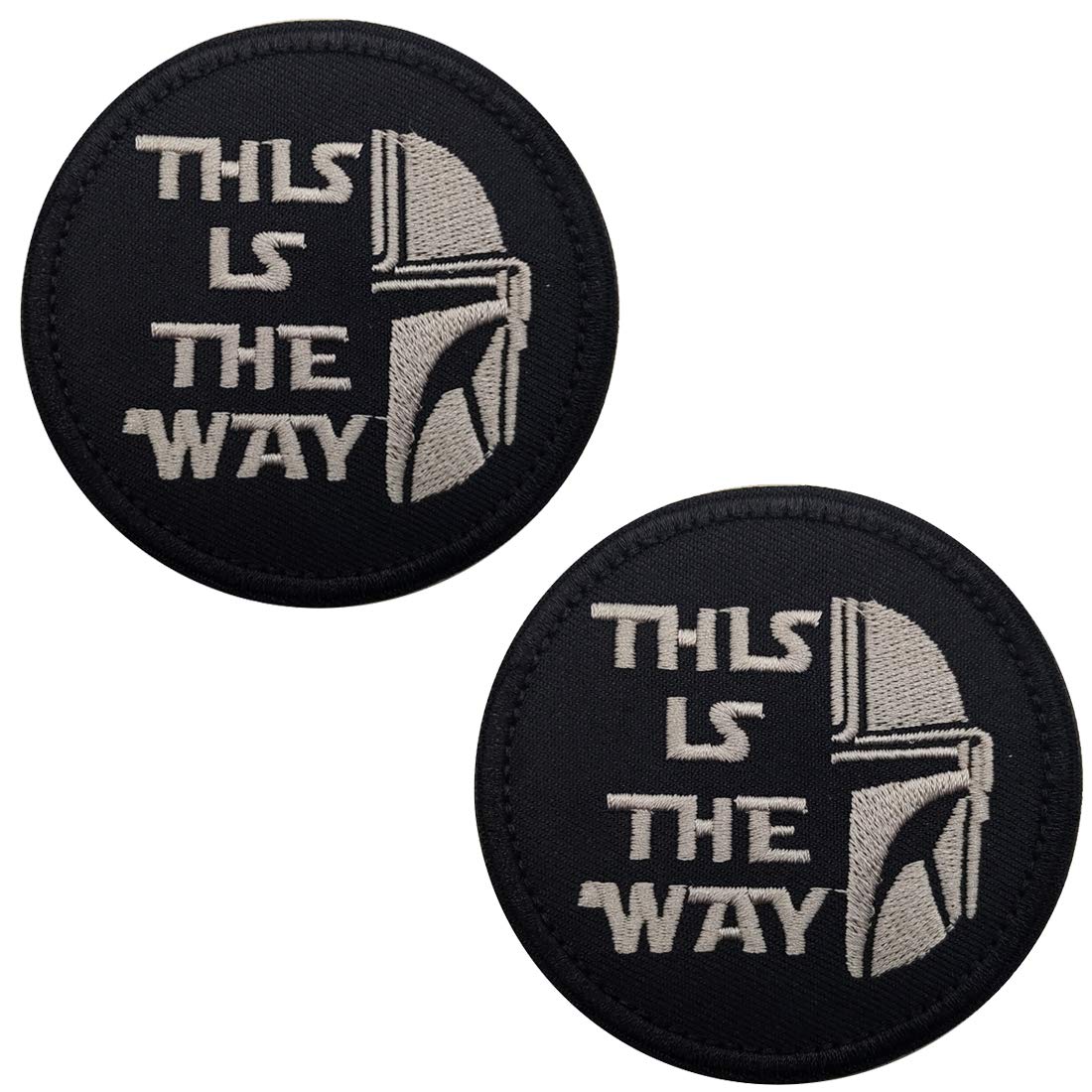 This Is The Way Mandalorian Half Helmet Inspired Art Embroidered Fastener Hook and Loop Backing Tactical Morale Patch 3.15 Inch 2PCS