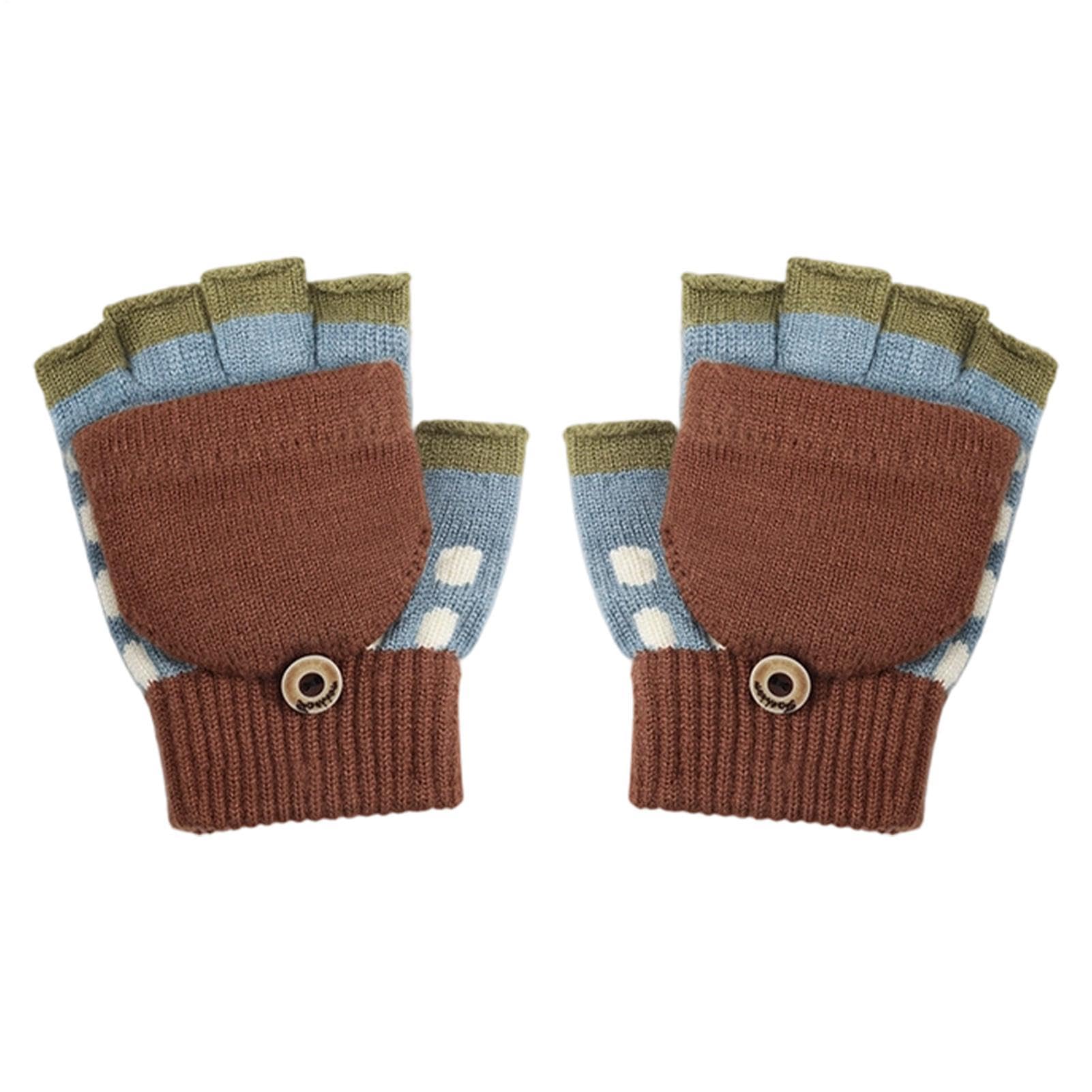 Generisch Kinderhandschuhe warme Stretch-Strick-Halbfinger-Mitts mit | Winterhandschuhe für und Mädchen für & Mädchen, Weihnachten, kaltes Wetter, Neujahr, Outdoor, Fahrrad, Fußball, Baseball,