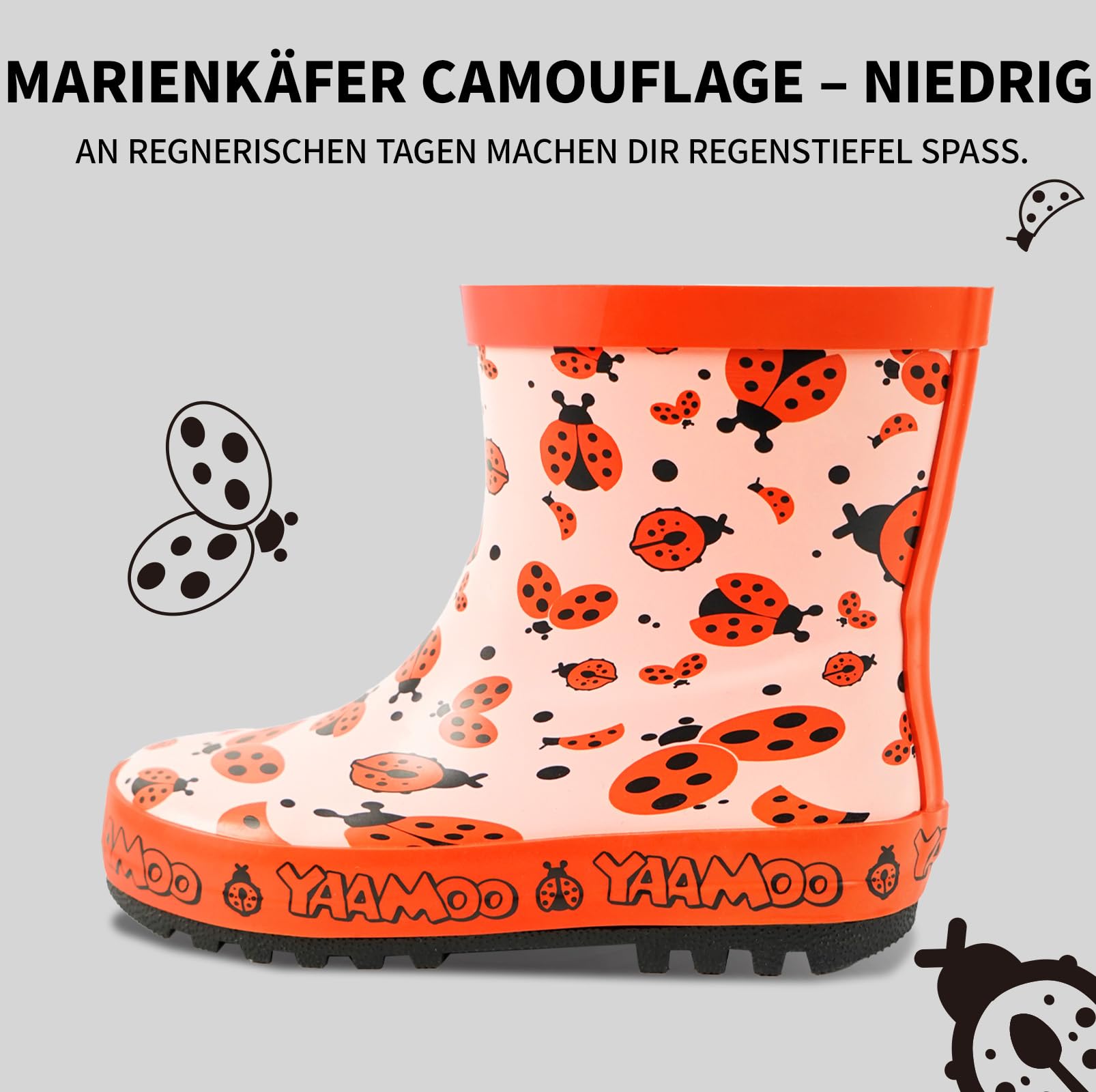 Bottes caoutchouc enfant, bottes de pluie enfant, bottes enfant fille, entièrement étanches, semelle antidérapante, couleur rose, pointure 25 à 31