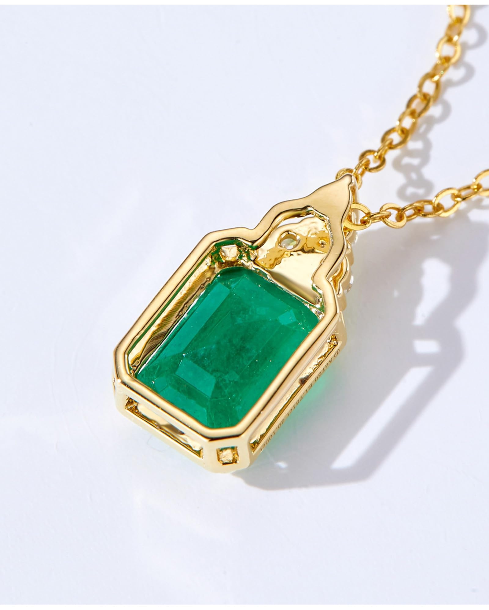 Collana in oro giallo con smeraldo 9 K/14 K/18 K, ciondolo rettangolare con smeraldo naturale da 1 ct con diamante, collana in vero oro da donna