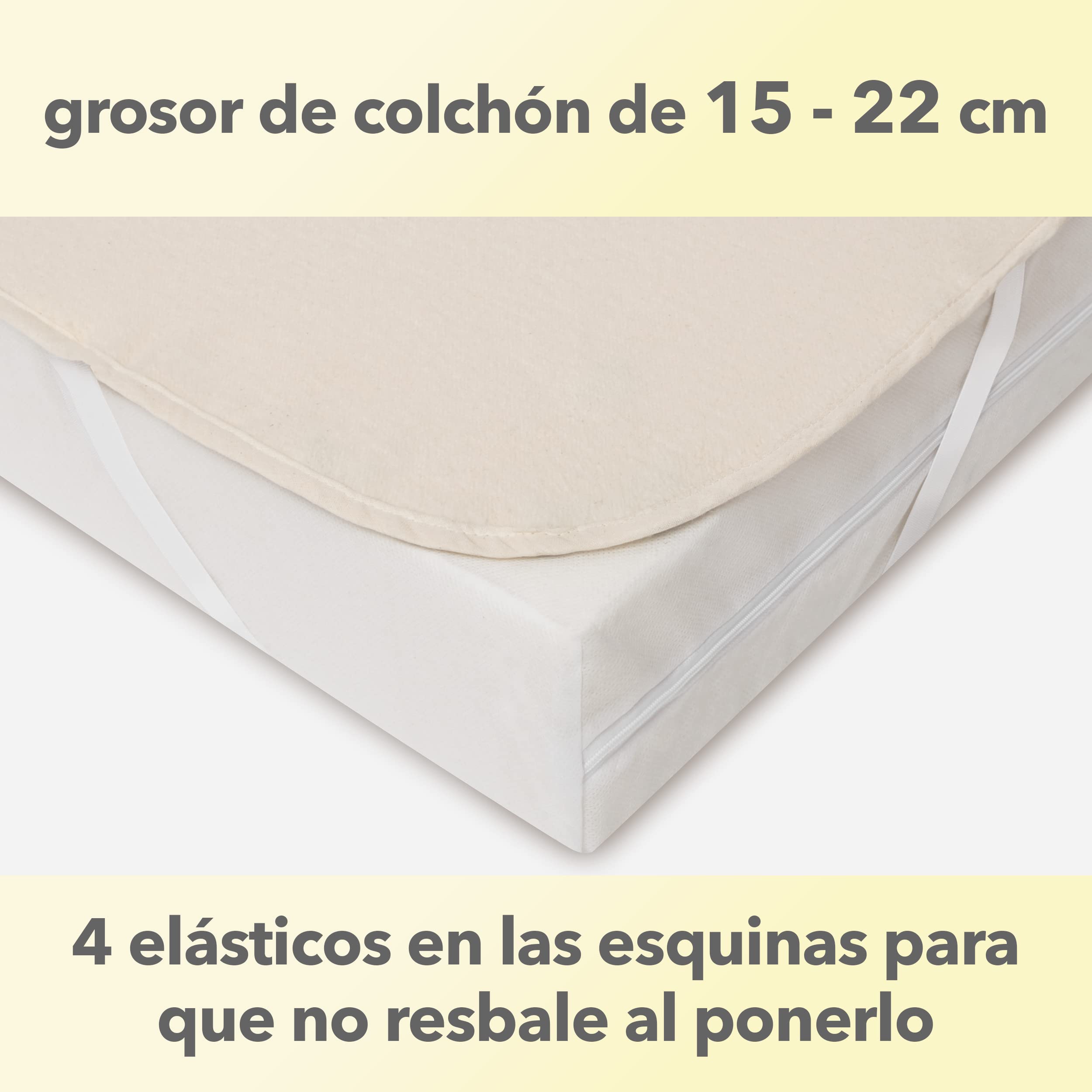 STUDIO Molton Protector de colchón 180x200 cm, Made in Green, Fabricado en Alemania, 100% algodón, Resistente y Transpirable, Cubre colchón con 4 Bandas elasticas 180 x 200 cm - Color Naturaleza