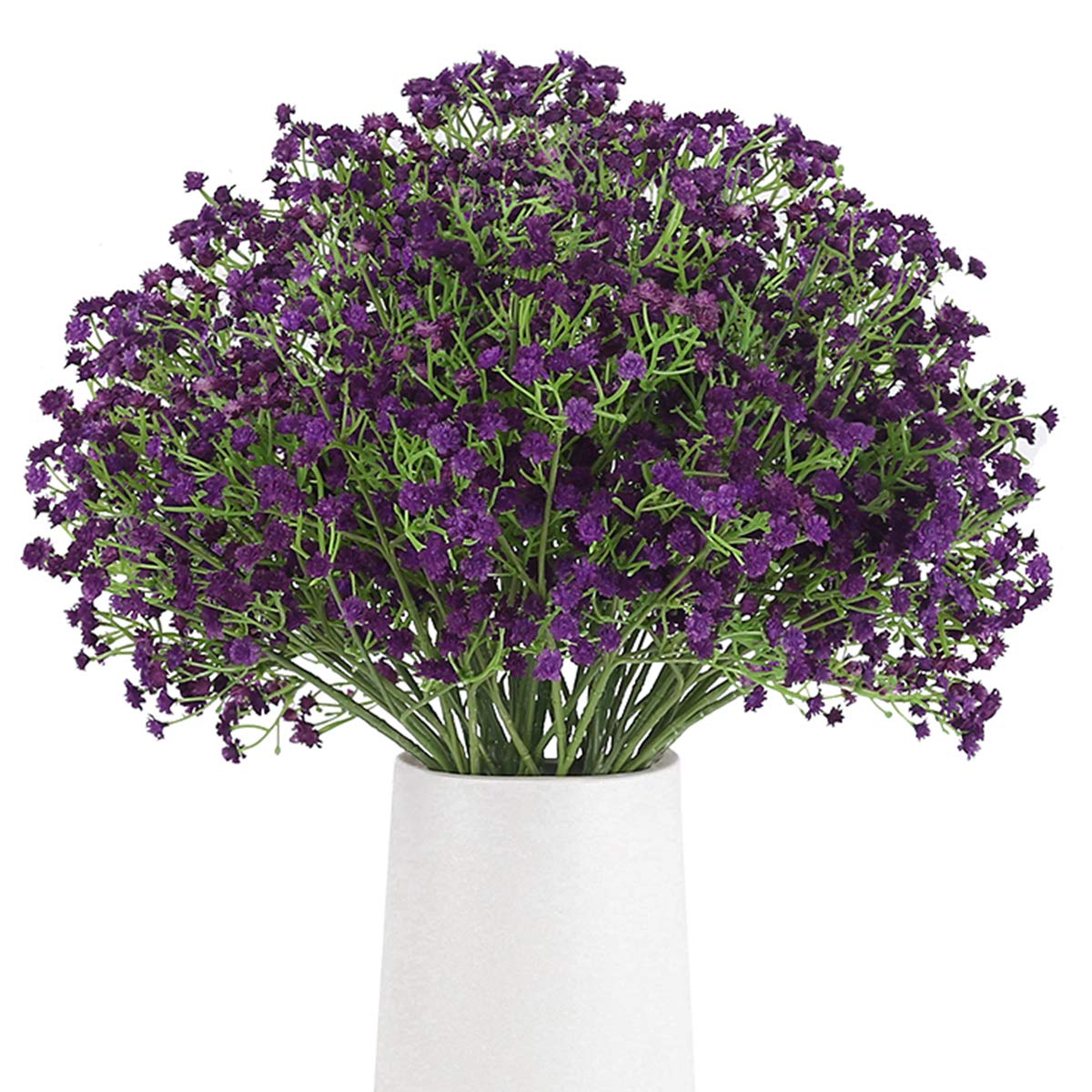 BOMAROLAN Artificial Baby Breath Flowers Fake Gypsophila Bouquets 12 Pcs Fake Real Touch Flowers for Wedding Decor DIY Home Party (Deep Purple)