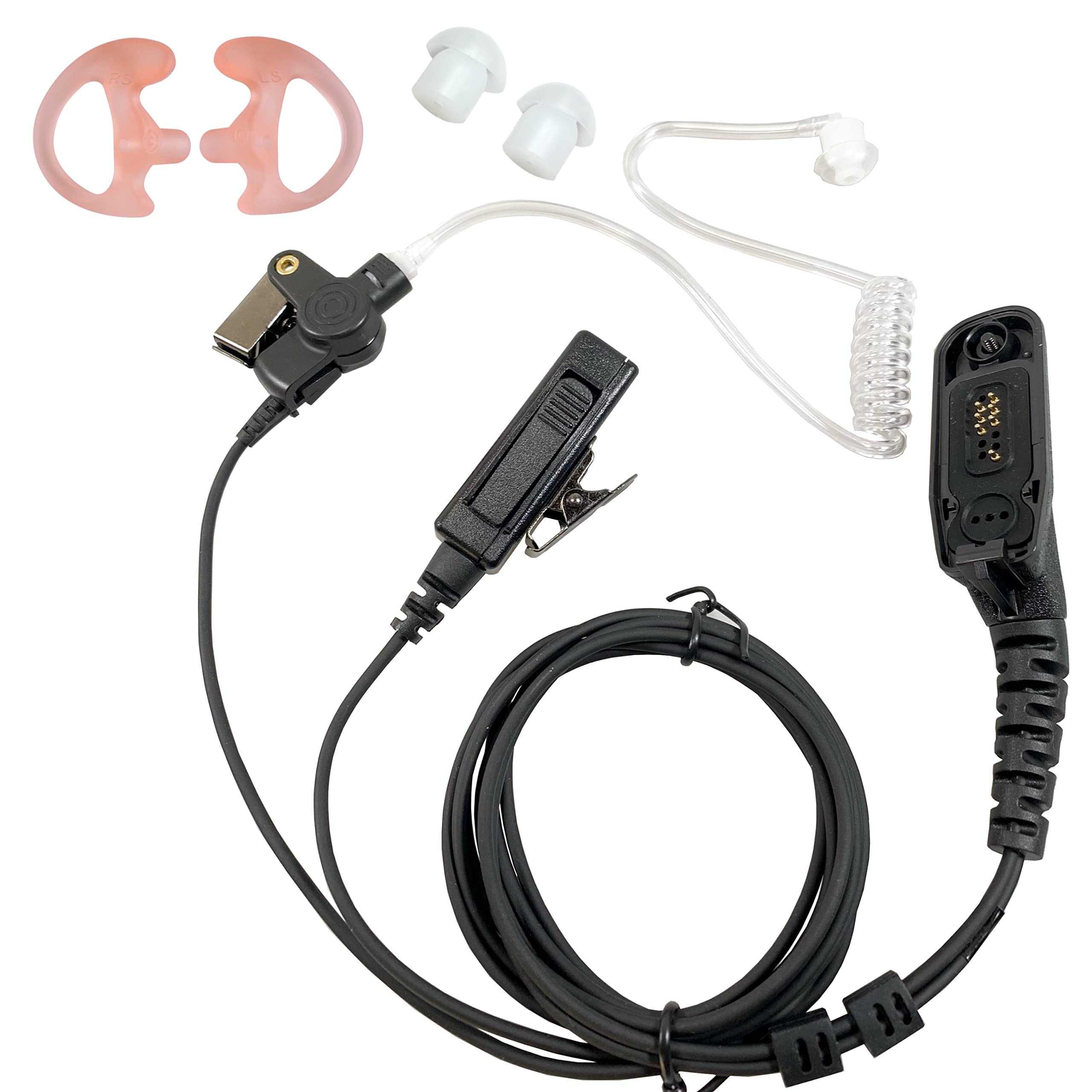 MaximalPower Replacement Acoustic Tube Earpiece Headset for Motorola Radios XPR6500 XPR6550 XPR6580 APX7000 APX6000 |Single Wire with Reinforced Cable