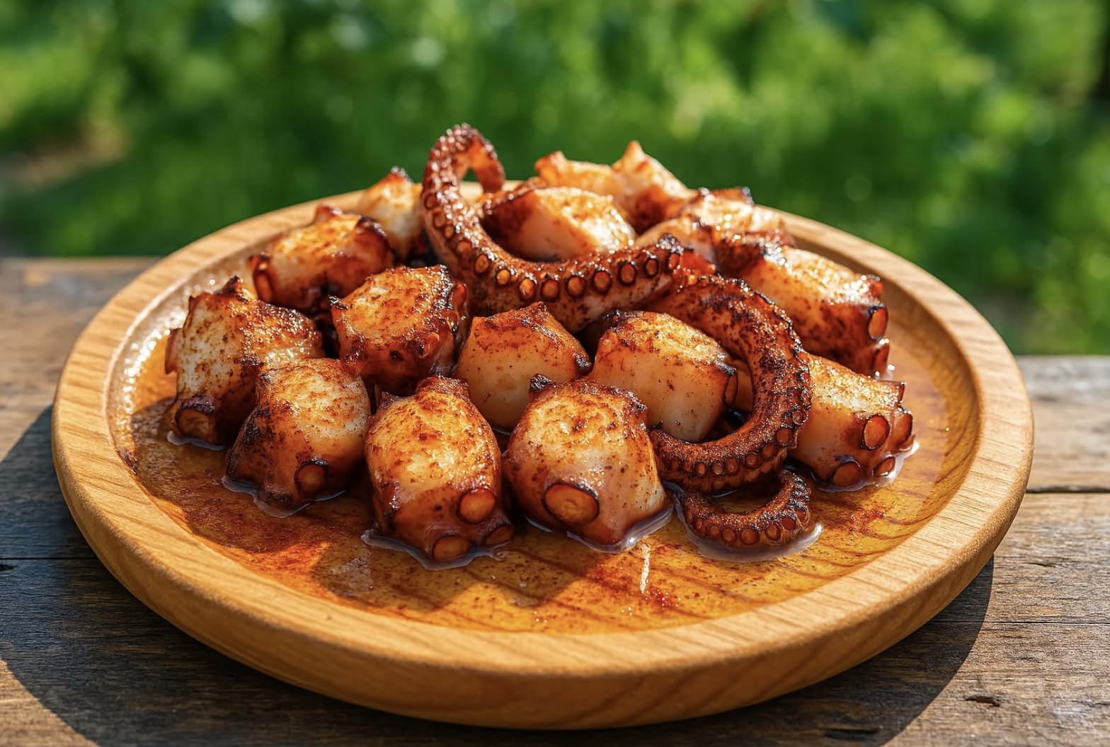 Ruibal - Wooden Plates - Octopus, Cheese, Salad Plates - Pack of 12 - diameter 18 cm, Brown - Image 3