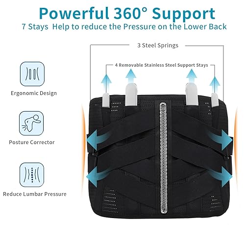Miniatura 2 de Tirantes térmicos para la espalda, cinturón de apoyo de espalda transpirable con almohadilla térmica para aliviar el dolor de espalda baja, soporte