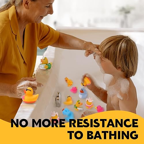 Miniatura 12 de Paquete de 50 patos de goma para niños, juguetes de baño y patos Jeep para pato, patos de goma a granel para niños, accesorios de baby shower