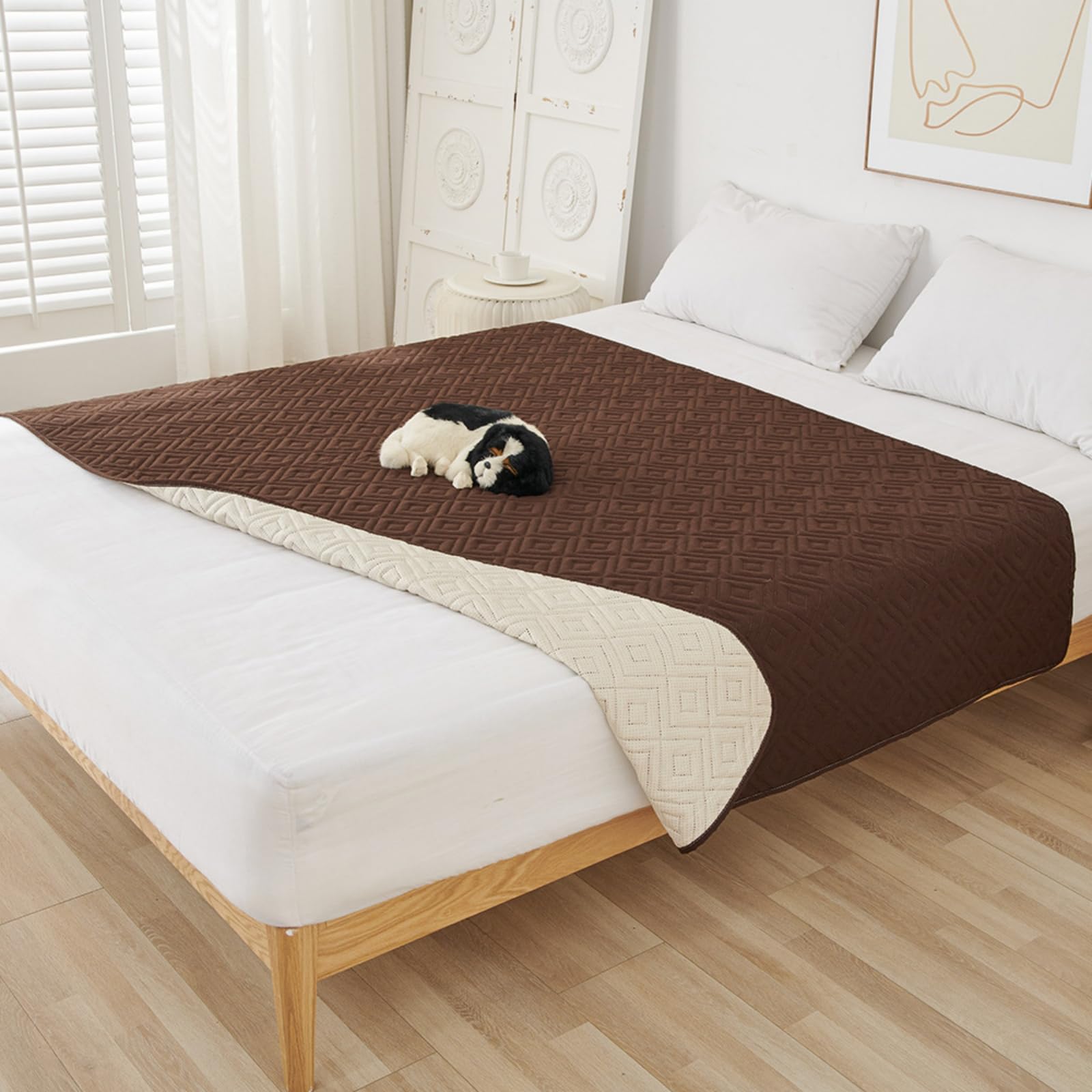 Morbuy Empapadores Cama Lavables Reutilizables para Adultos Niños Empapadores Cama Impermeable Absorbentes Ideal como Salvacamas para Incontinencia, Mayores (210*260cm,326 Café)