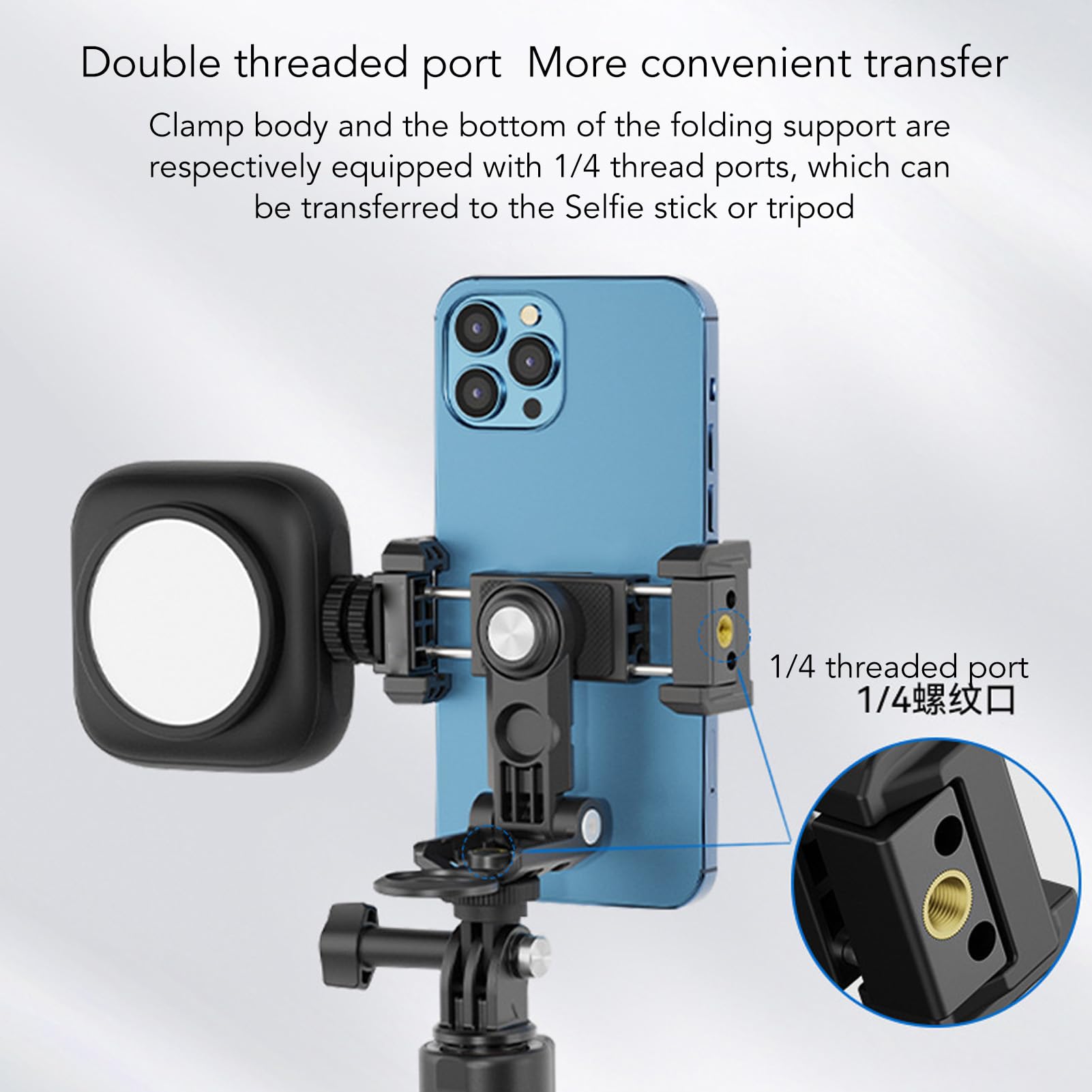 Adattatore Smartphone Per Treppiedi - Supporto Rotazione 360° Per Foto E Video - Foto 3