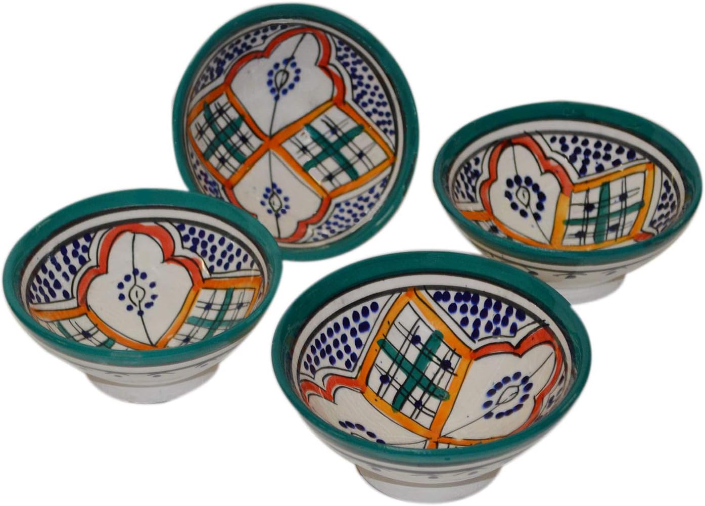 Ceramic Appetizer Bowls Handmade Moroccan Serving Set of 4 Exquisite Pieces With Vivid Colors