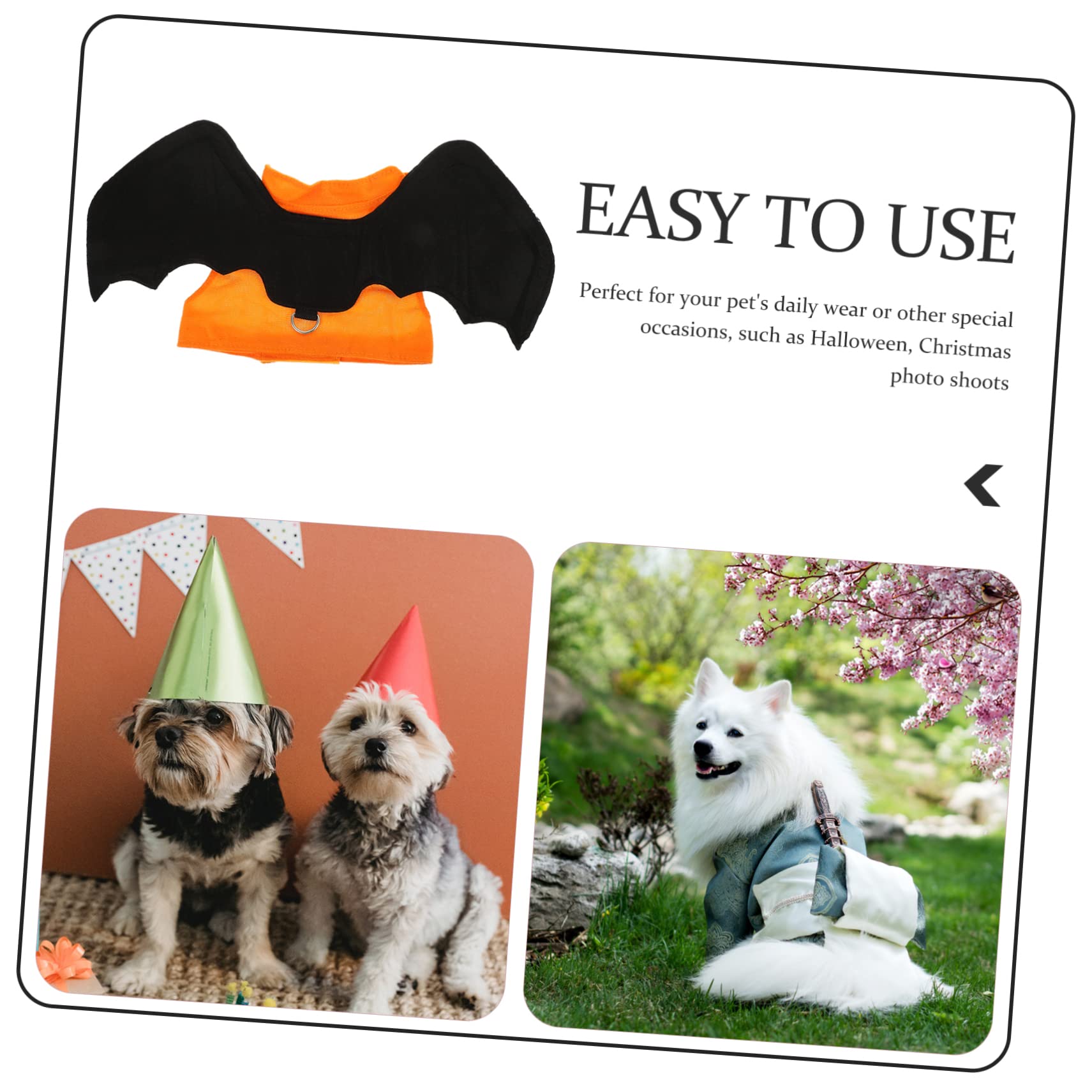 INOOMP 3piezas Disfraz De Murciélago para Mascotas Traje De Halloween para Perros y Gatos Ropa De Cosplay Alas Plegables para Fiestas y Celebraciones