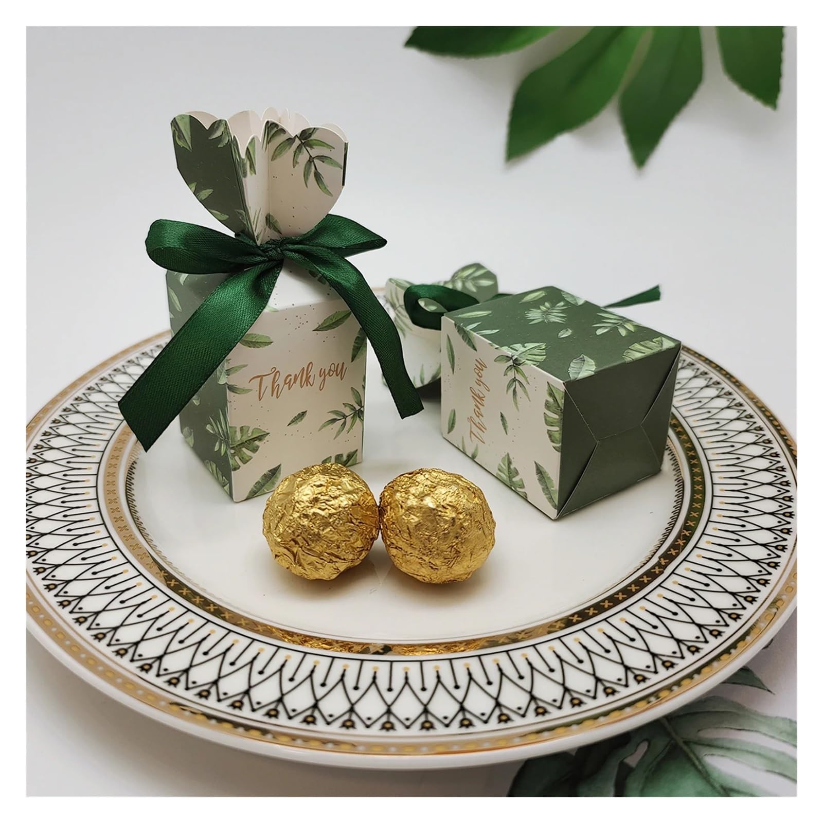 Scatole Regalo 10/50 pezzi Scatola for caramelle da matrimonio verde Confezione for feste di(50pcs)