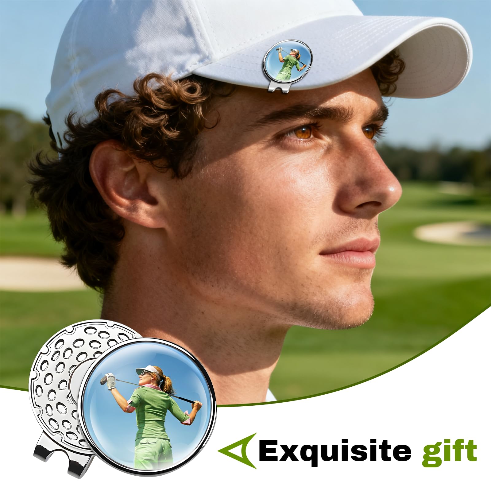 XSTZR 3D Marcador de Pelota de Golf Personalizado con Clip de Sombrero Magnético, Marcador con Foto o Logo Personalizable, Regalos Originales para Golfistas, Día del Padre, Cumpleaños — view 6