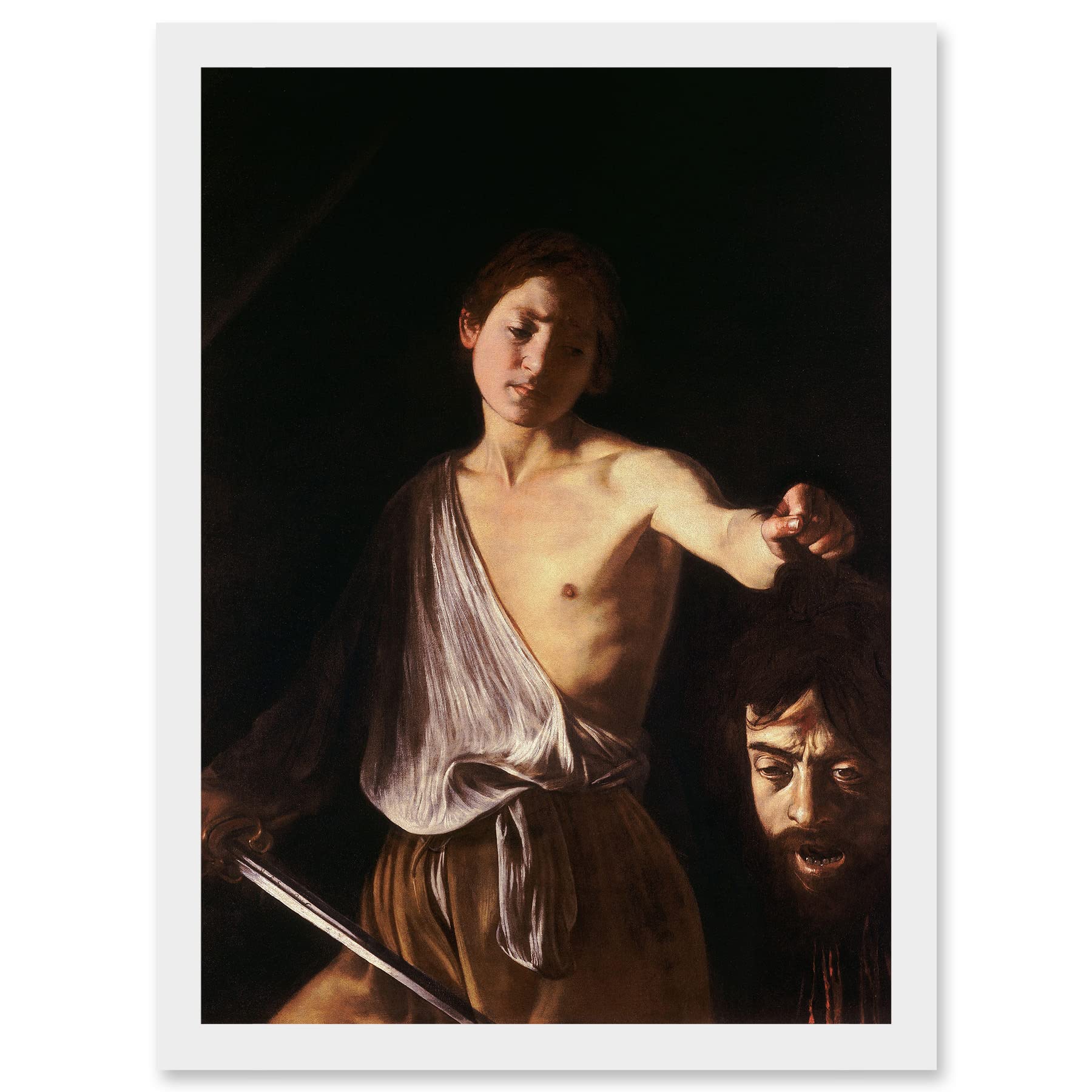 Artery8 Caravaggio 1610 David With Head Goliath Painting Artwork Framed Wall Art Print A4