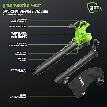 Amazon.com: Greenworks 40V (230 MPH / 505 CFM) Cordless Brushless