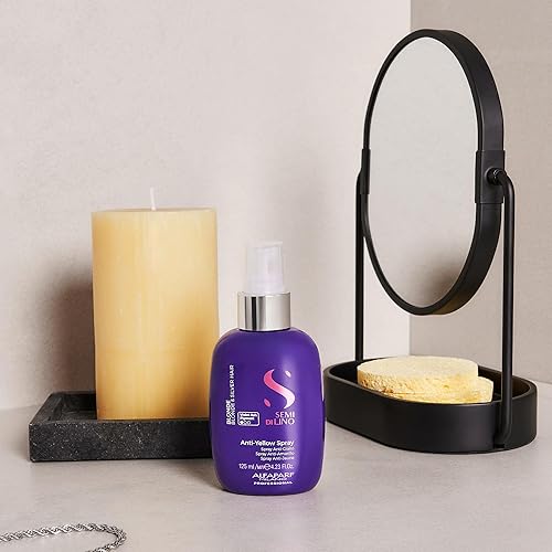 Miniatura 4 de ALFAPARF MILANO Semi di Lino - Spray antiamarillo rubio para cabello rubio, platino y plateado, espray aclarador sin sulfato, elimina los tonos