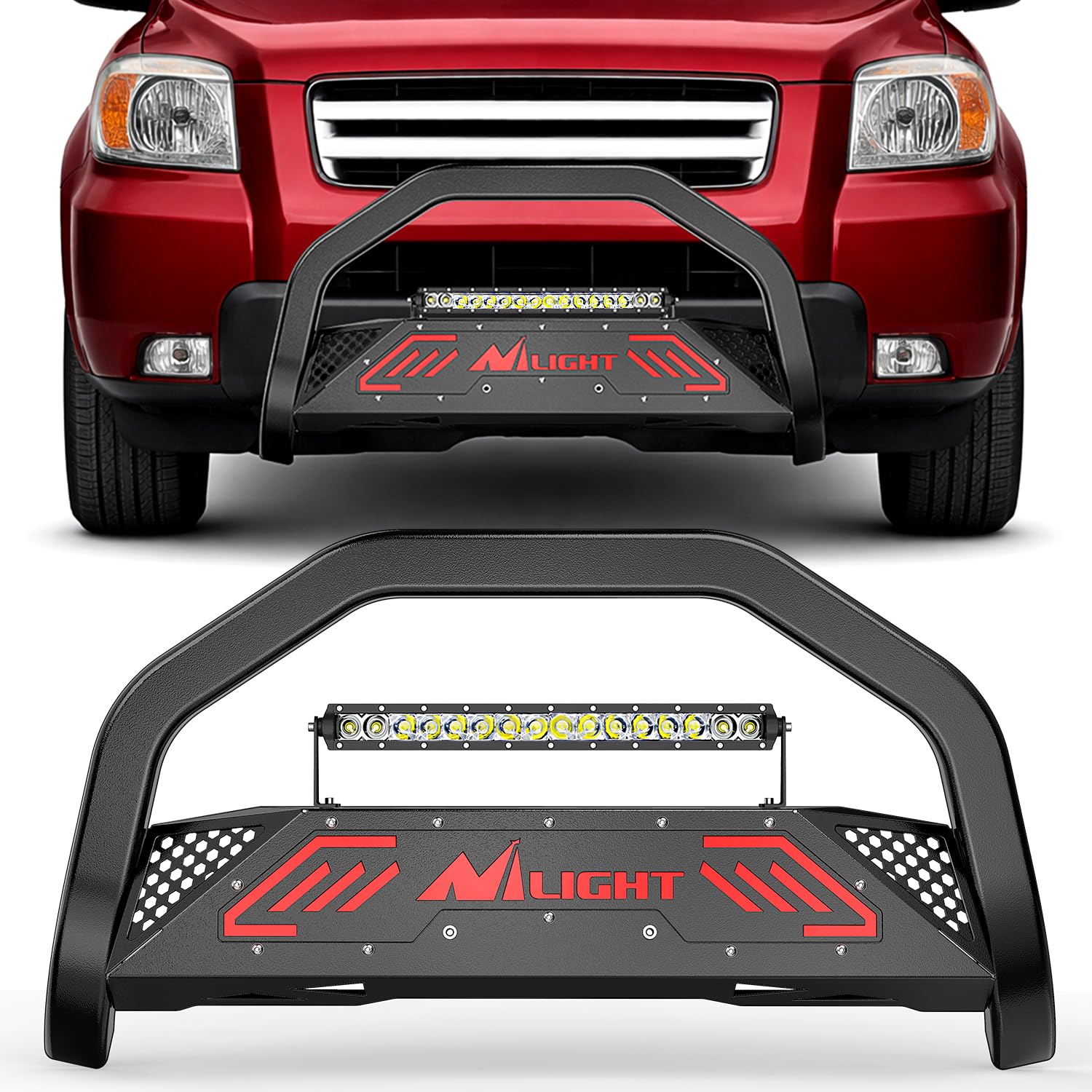 Nilight Bull Bar with Light for 2003-2008 Honda Pilot, 2006-2015 Ridgeline